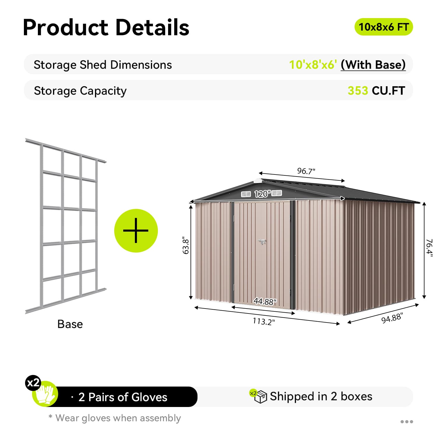 Sunmthink LS-ST-G37038-1008BR Metal-Storage-Buildings-Sheds - View #3