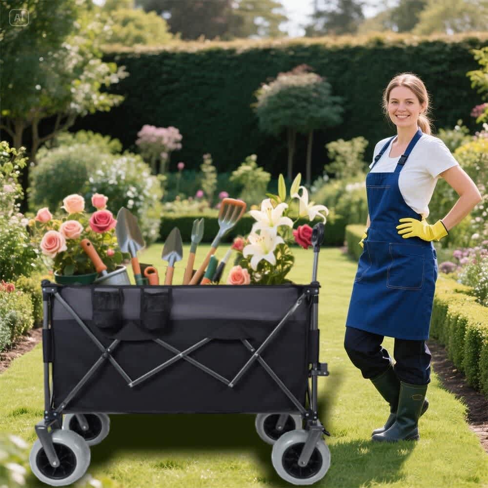 JUJABU ZJCART-10 Black 9in x 4in All-Terrain Balloon Wheels 480lbs Capacity Conquers Sand and Rough Terrain