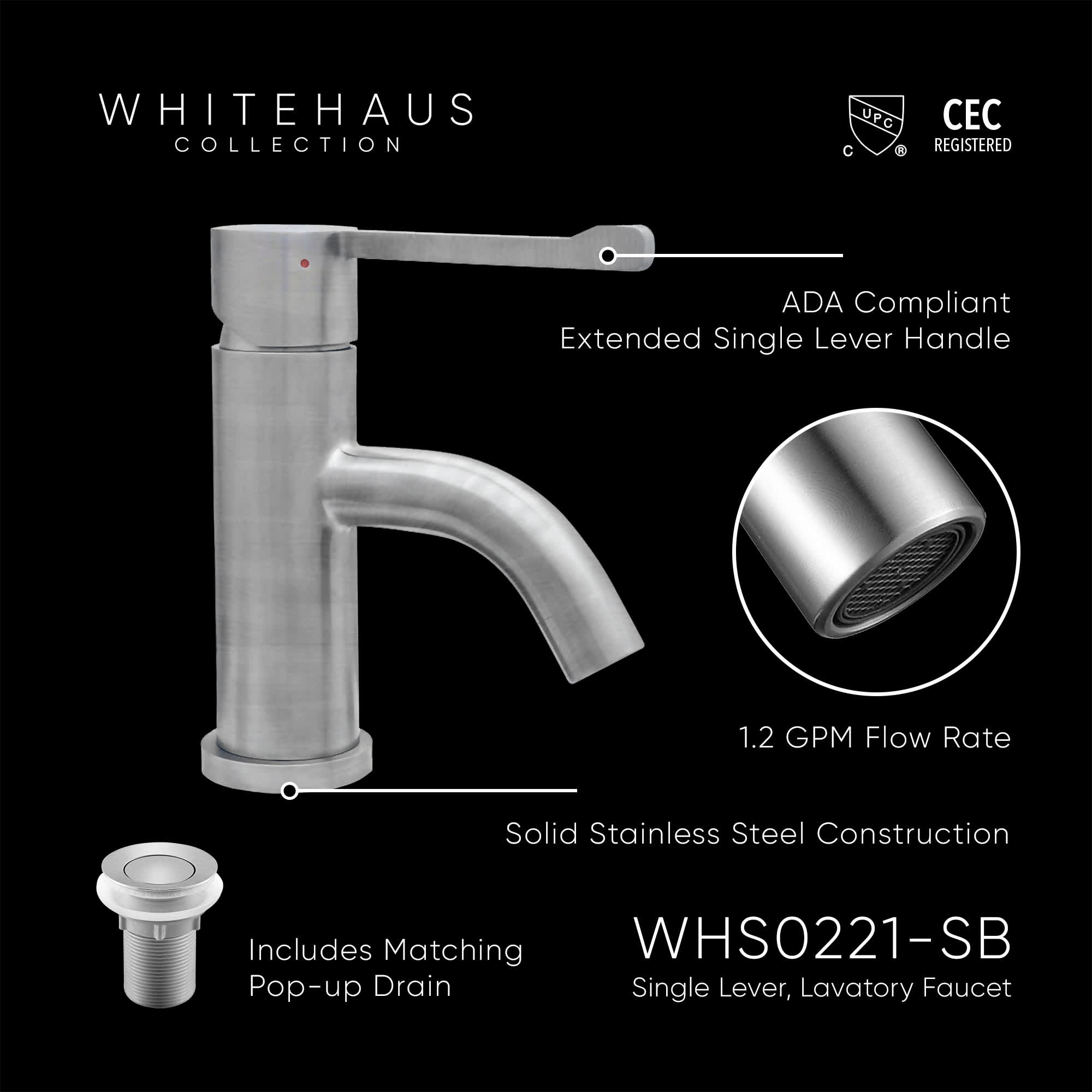 Whitehaus Collection WHS0221-SB-BSS Lavatory-Faucets - View #2