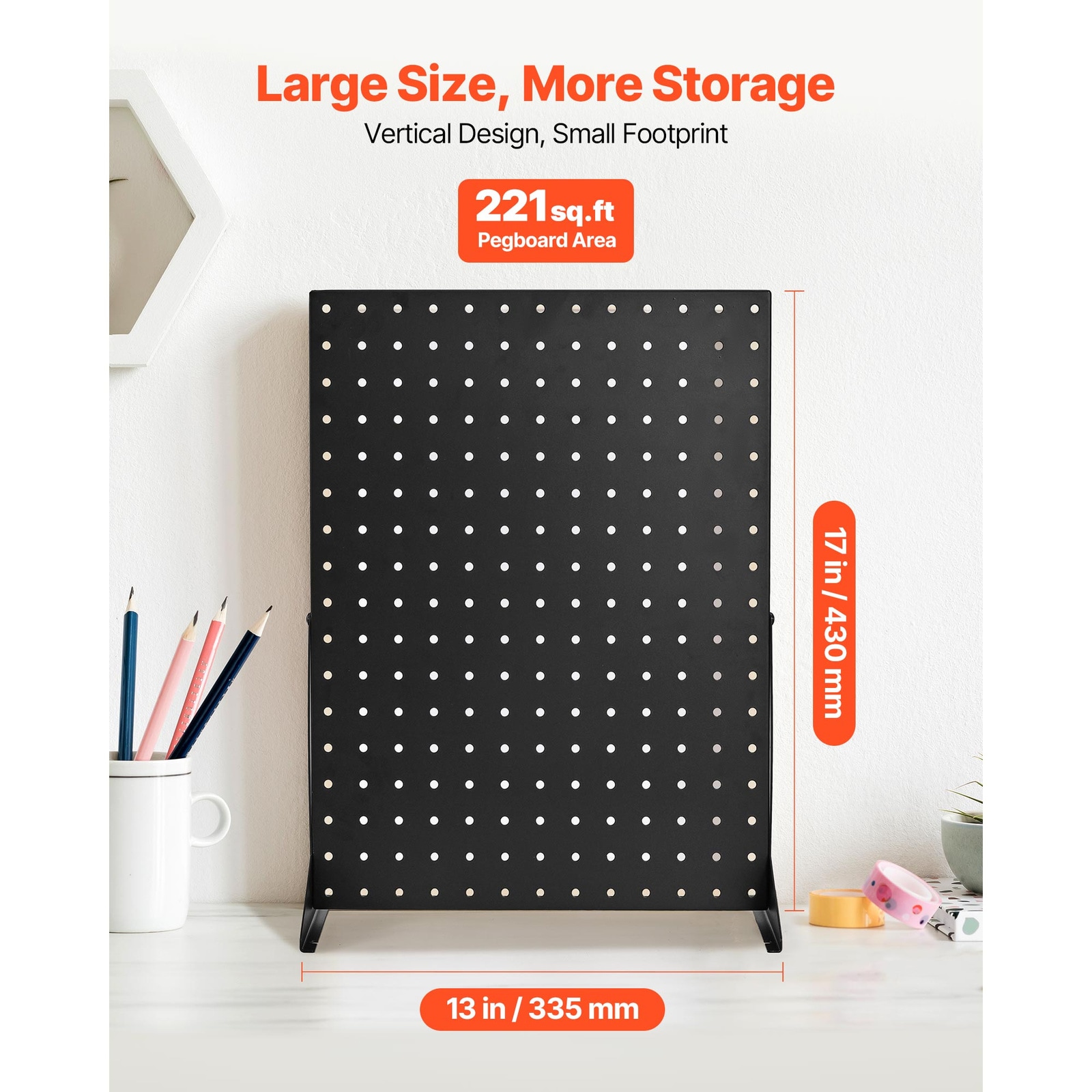 Mecale - 4-Piece Tabletop Pegboard Display Stand 17-in x 13-in Cold-Rolled Steel Retail Rack Black