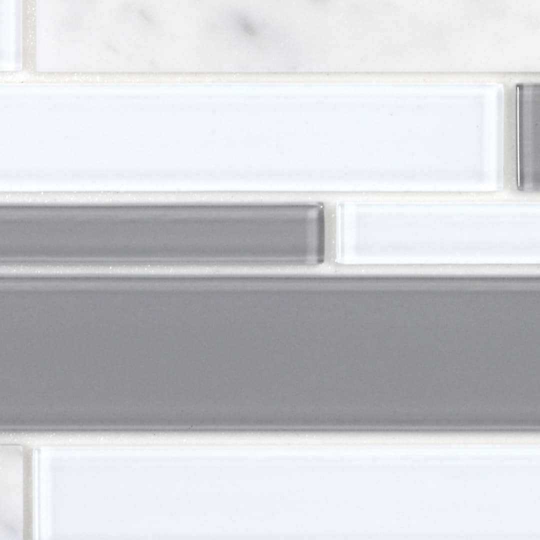 SpeedTiles SAM-IGS202SOF507 Sample - 2X Faster White and Gray 4-in x 4-in Multi-finish Patterned Wall Tile
