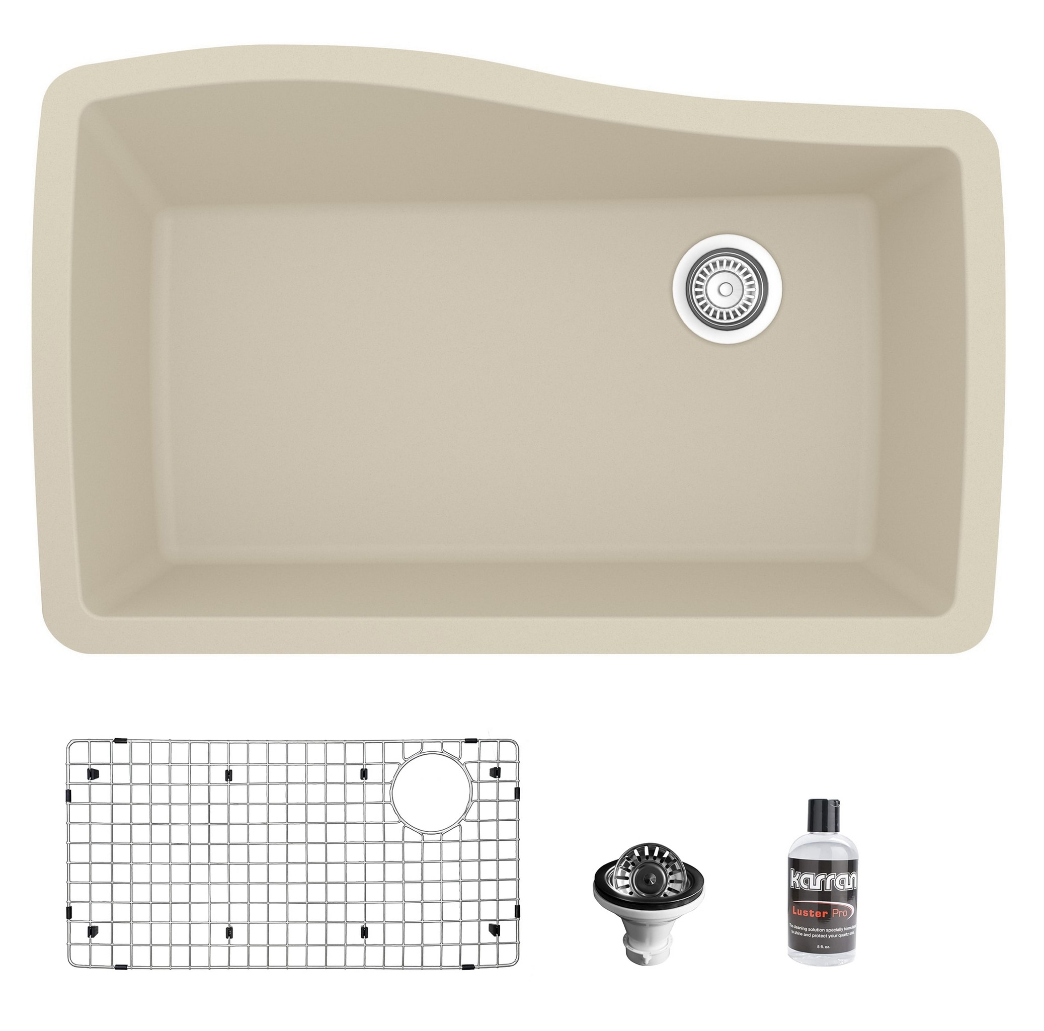 Karran QU-722-BI-PK1 Undermount 33.50-in x 21-in Quartz Single bowl Kitchen Sink