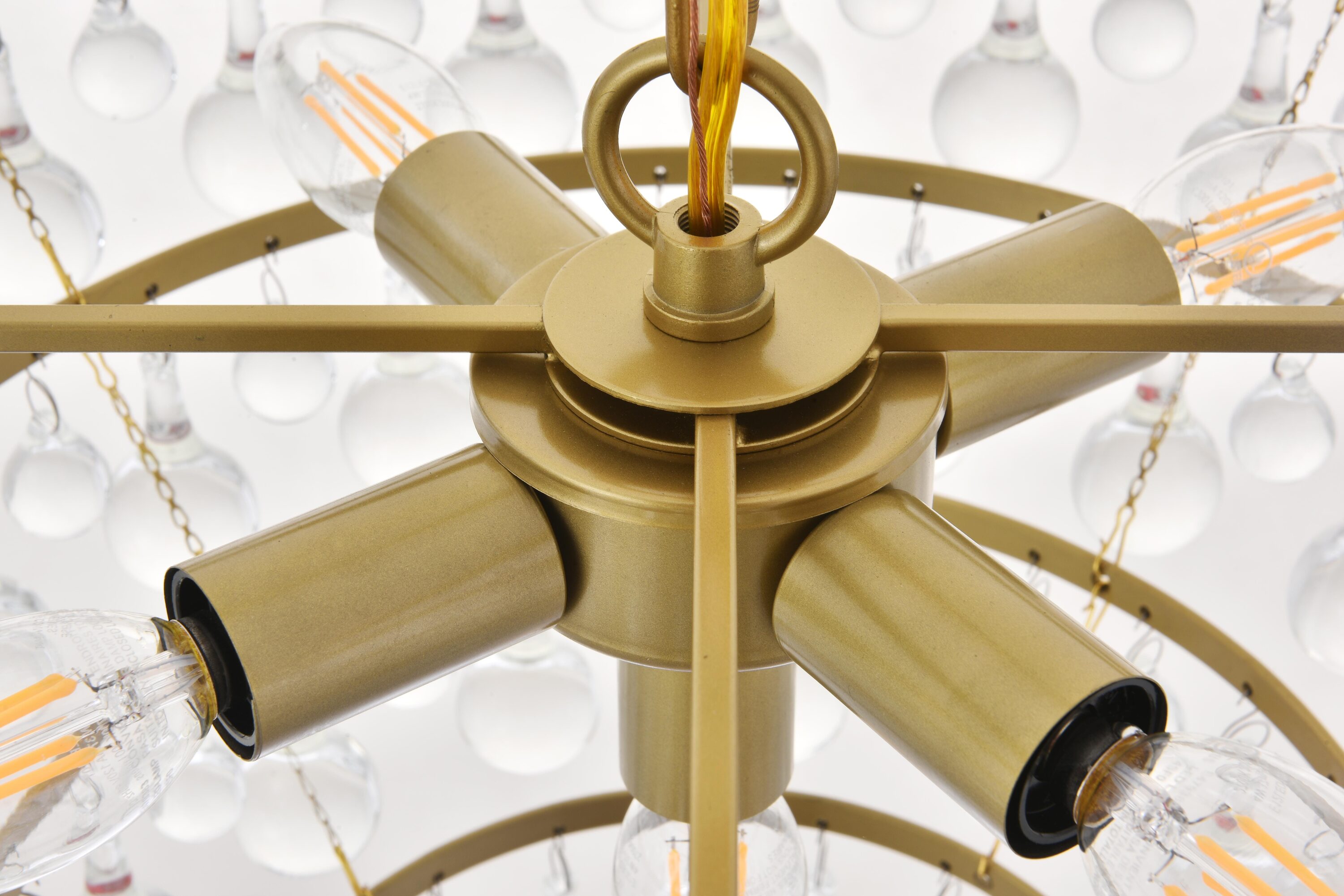 Elegant Brass and Glass 5-Light Pendant Chandelier