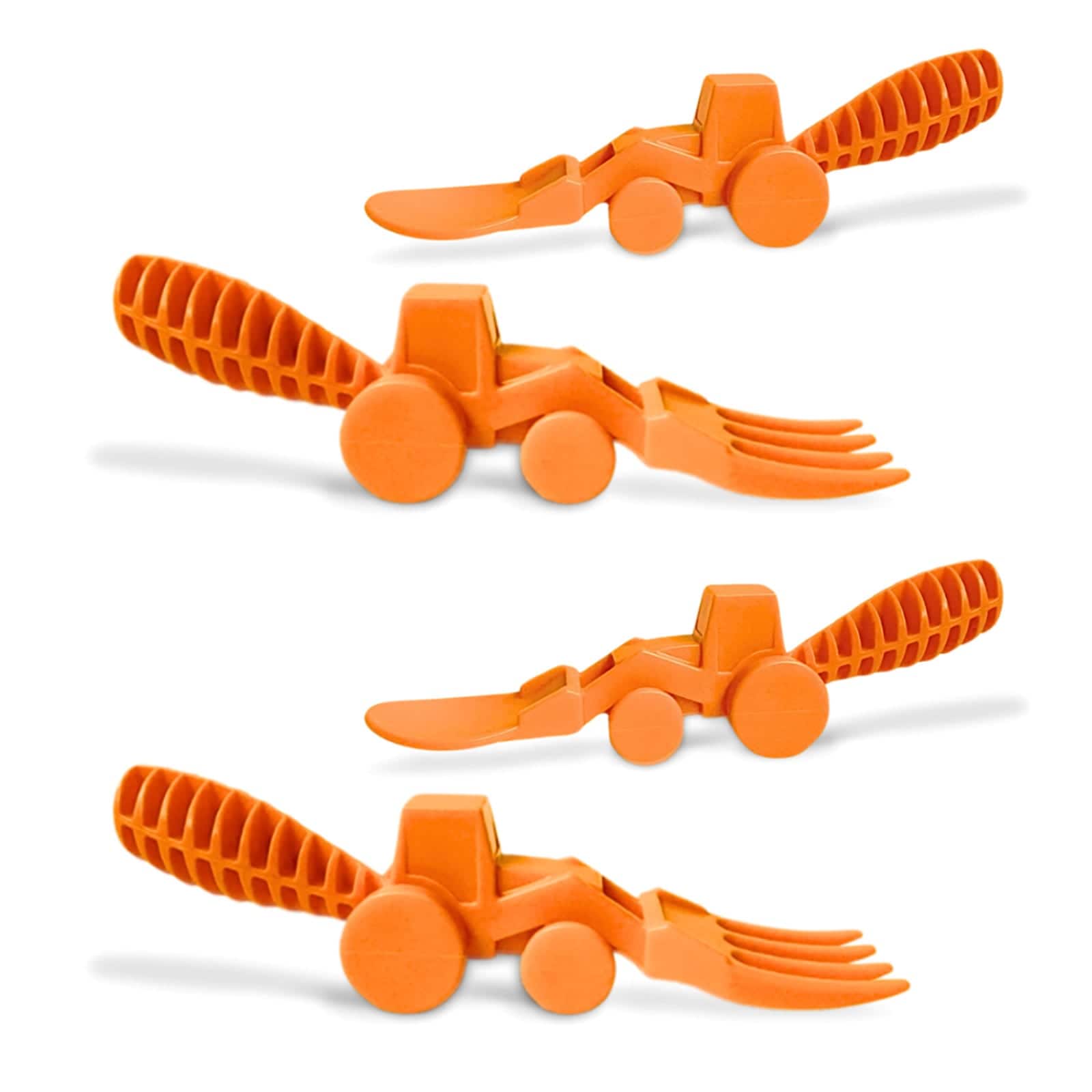 Constructive Eating  Set of 2 Tractor Utensils for Kids and Toddlers Orange 2 Pack