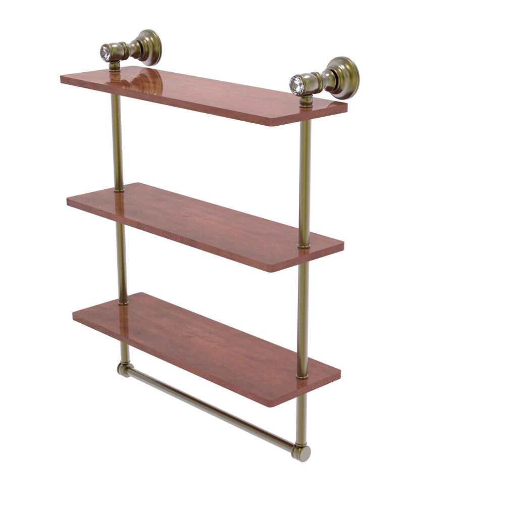 Allied Brass CC-5-16-TB-IRW-ABR Carolina Crystal Antique Brass 3 -Tier Wall mount Bathroom Shelf ( 16-in x 19.7-in x 5-in )