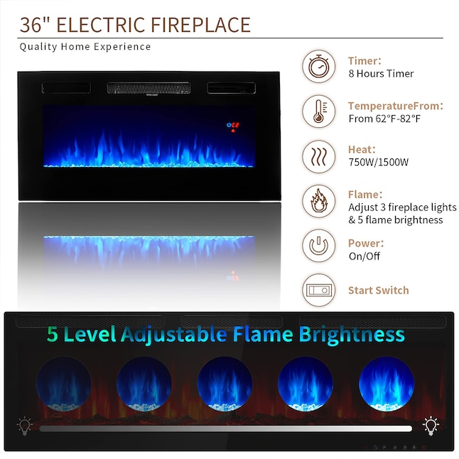 AOXUN 18.5-in W Black LED Electric Fireplace in the Electric Fireplaces ...