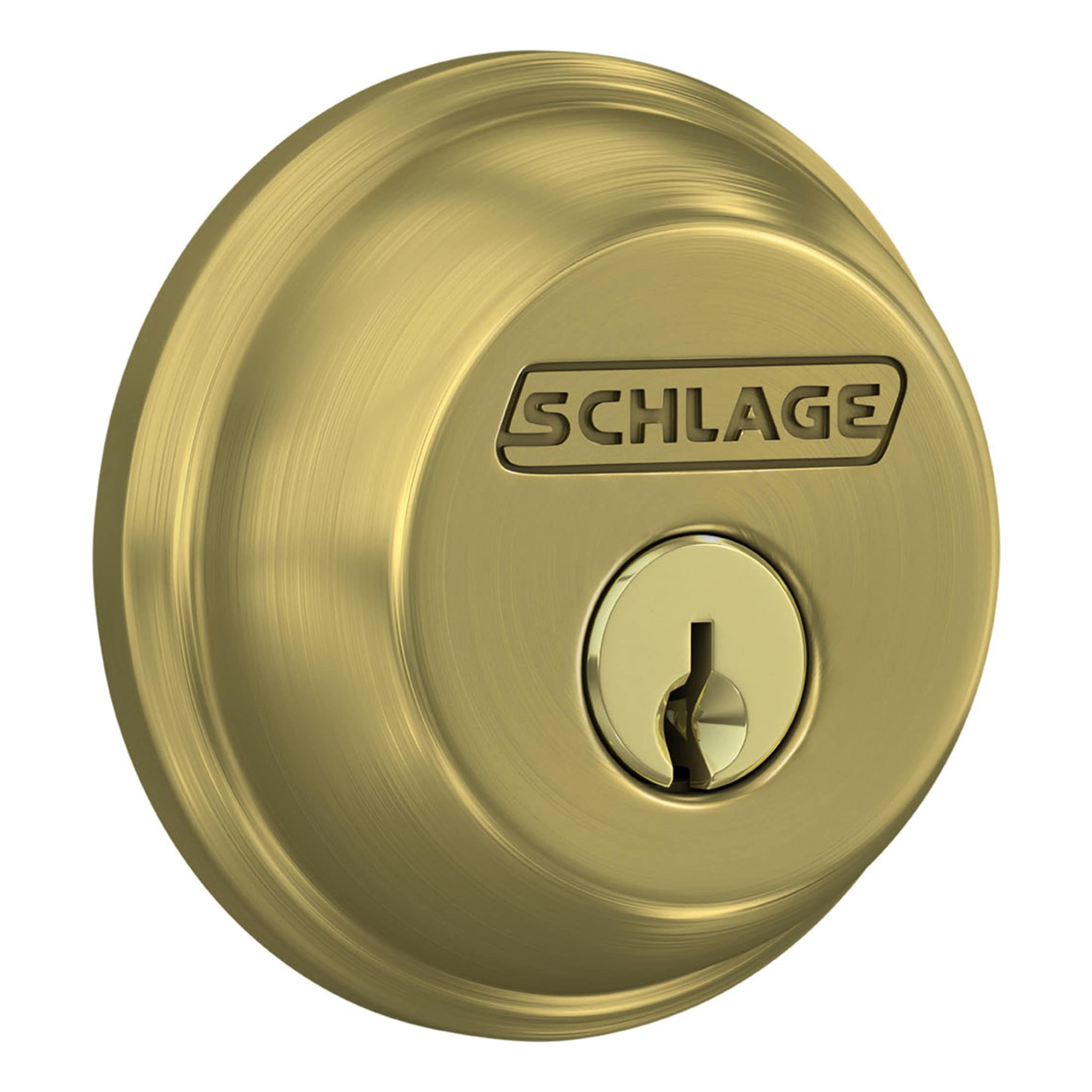 SCHLAGE Lock CO B60N605 Single Cylinder Deadbolt, Brass