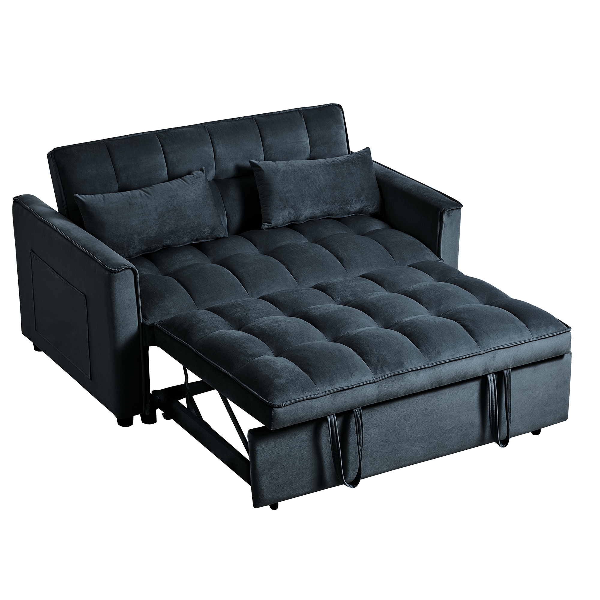 Bybafun YD2300014 52.8-in Modern Black Velvet 2 -seater Reclining Sleeper
