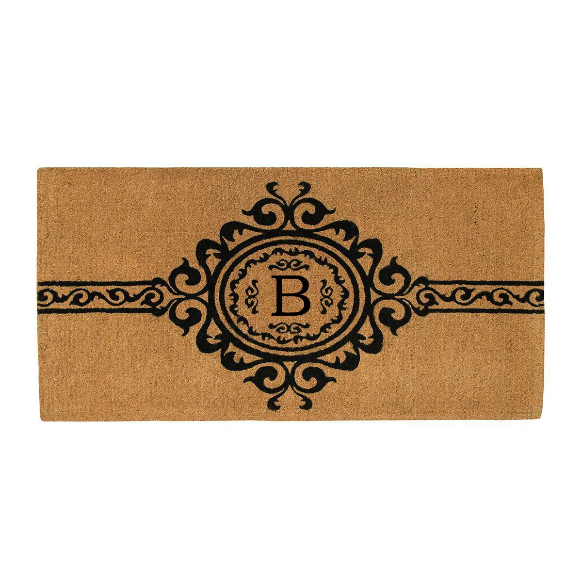 Garbo Extra-Thick Coir Monogrammed Outdoor Doormat, 36" x 72"