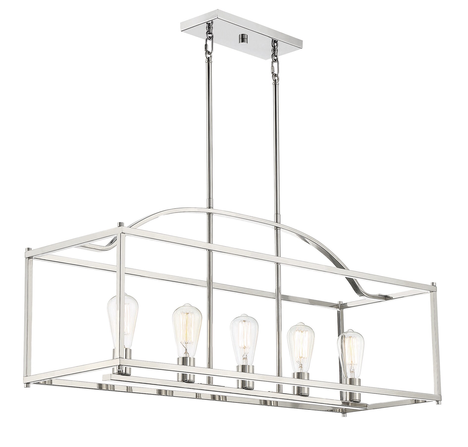 Palladian Polished Nickel 38" Wide Linear Chandelier with Open Cage