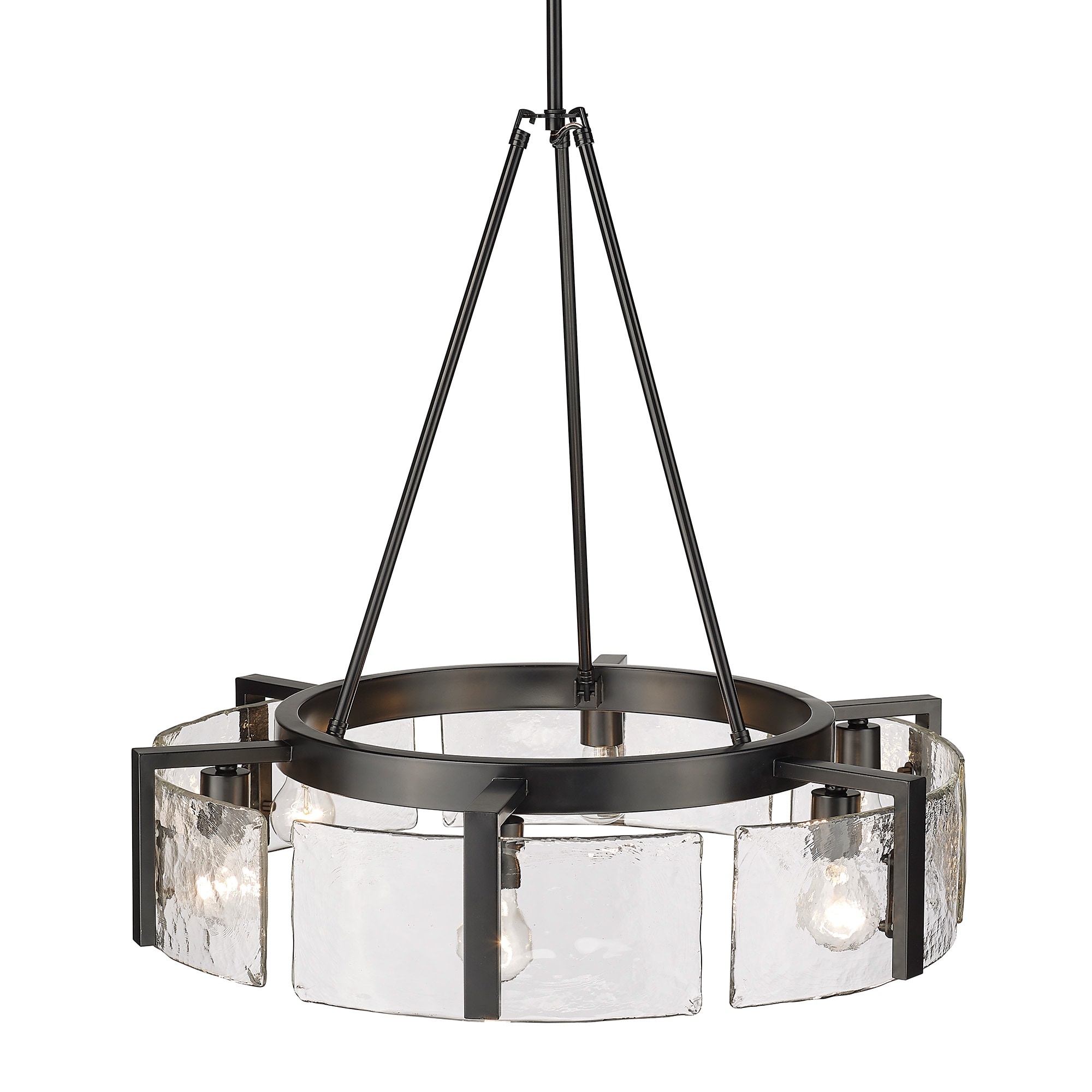 Aenon Matte Black 6-Light Chandelier with Hammered Glass