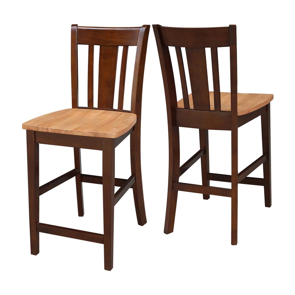Contemporary Espresso Solid Wood 24" Counter Stool