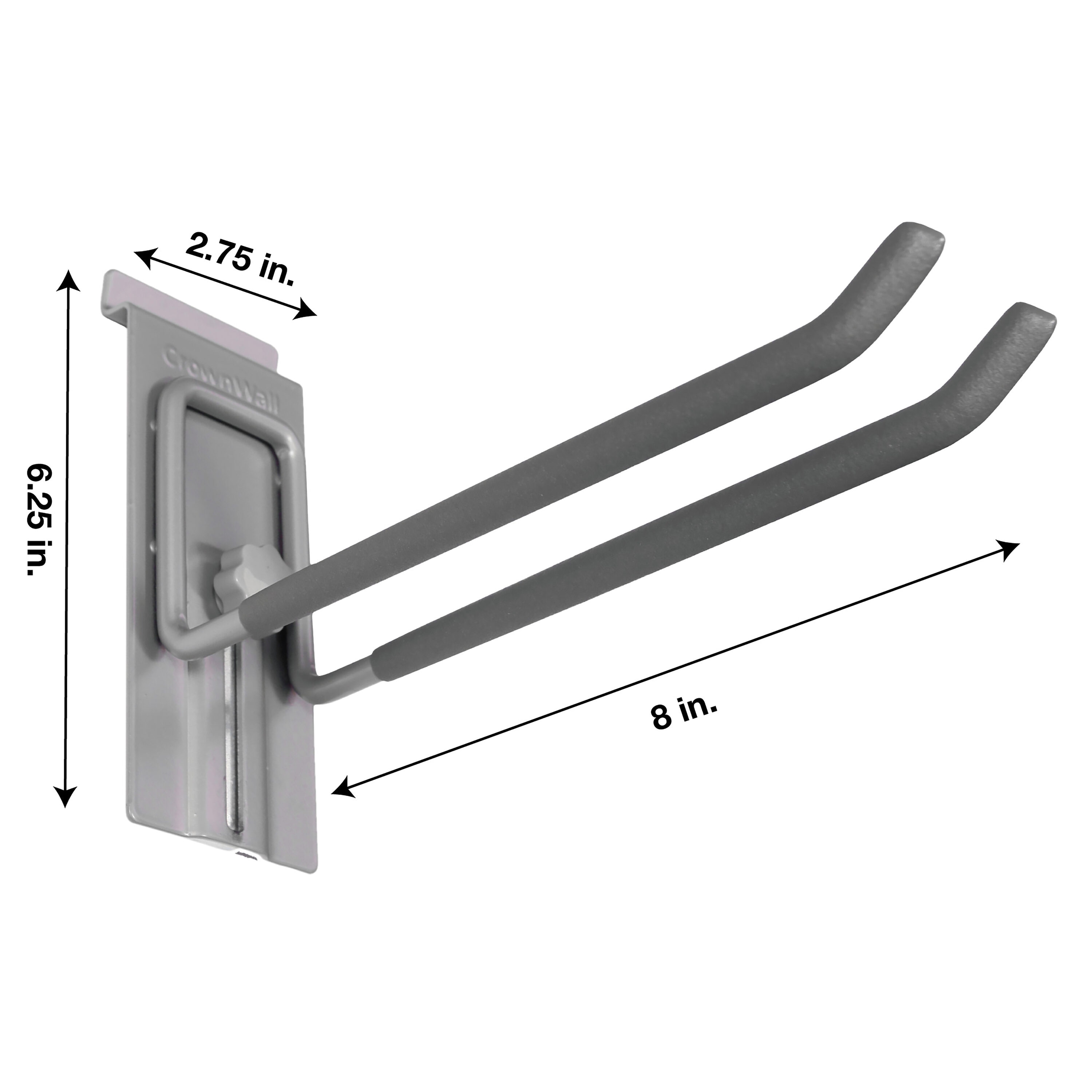 Heavy Duty Steel 8 Inch Locking Double Hooks for Slatwall (3 Pack)
