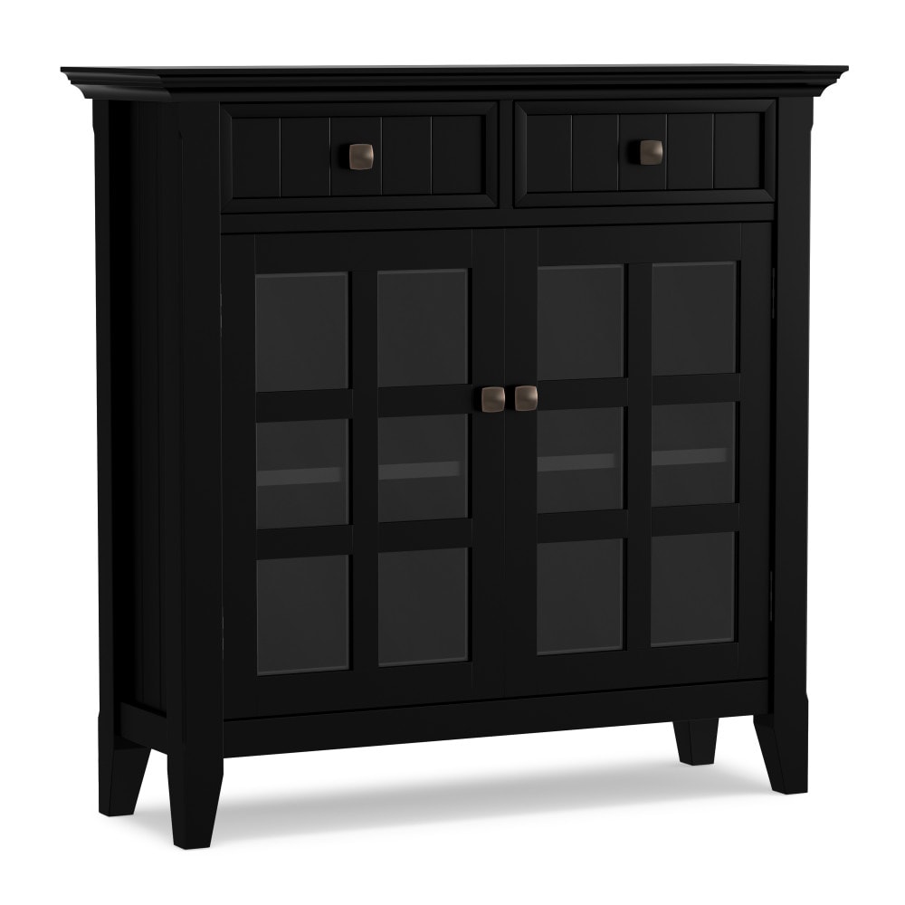 Simpli Home AXCACA47-BL Acadian Black Transitional Wood Media Cabinet
