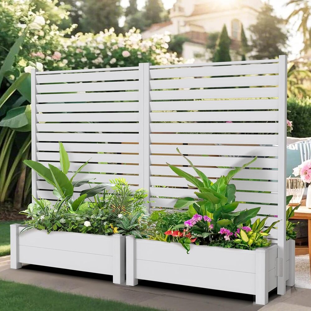 Esazn BRT24-SD-RDLYU 2 Panels Privacy Screens 43-in W x 72-in H White Wood Outdoor Privacy Screen