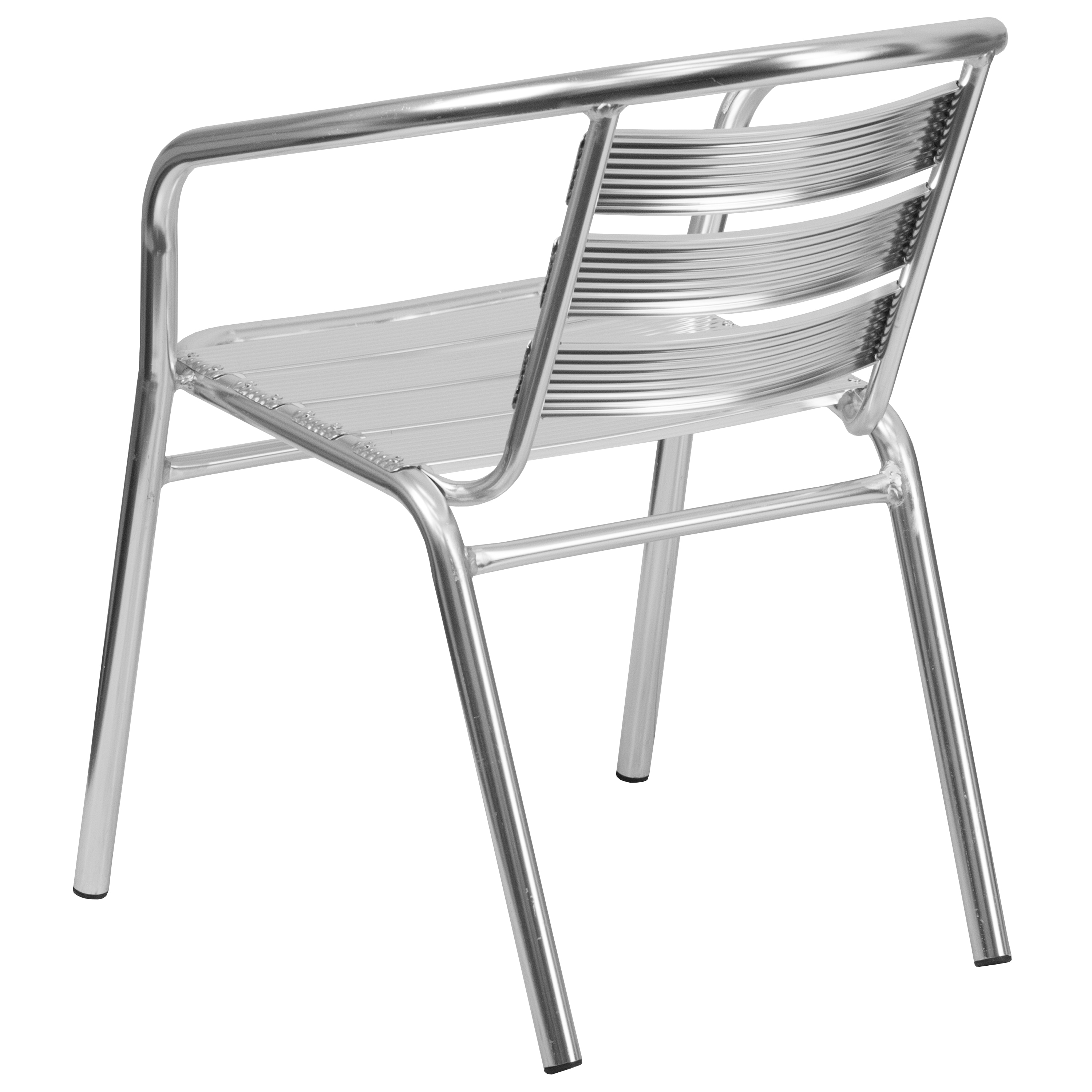 Sleek Silver Aluminum Indoor-Outdoor Dining Chair with Ladder Back