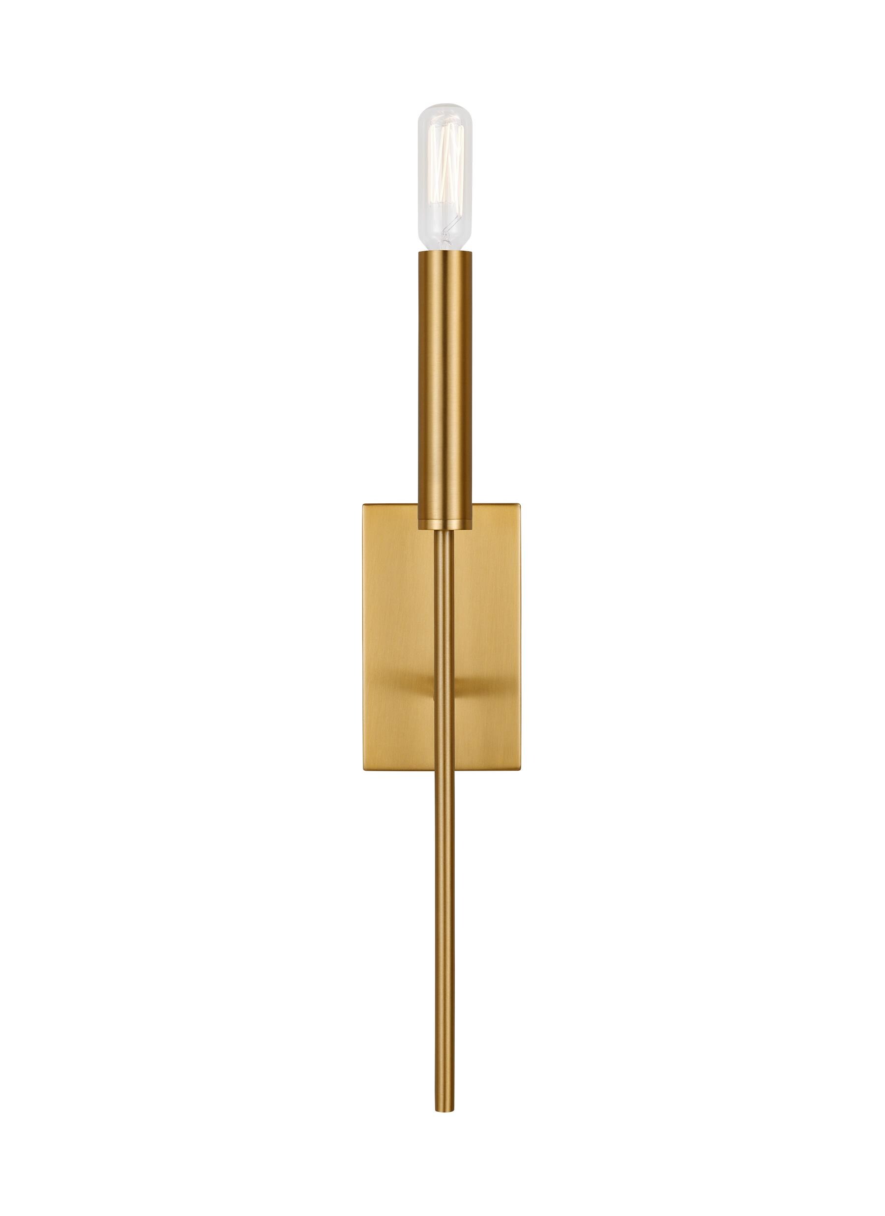 Burnished Brass Single Light Wall Sconce with White Drum Shade