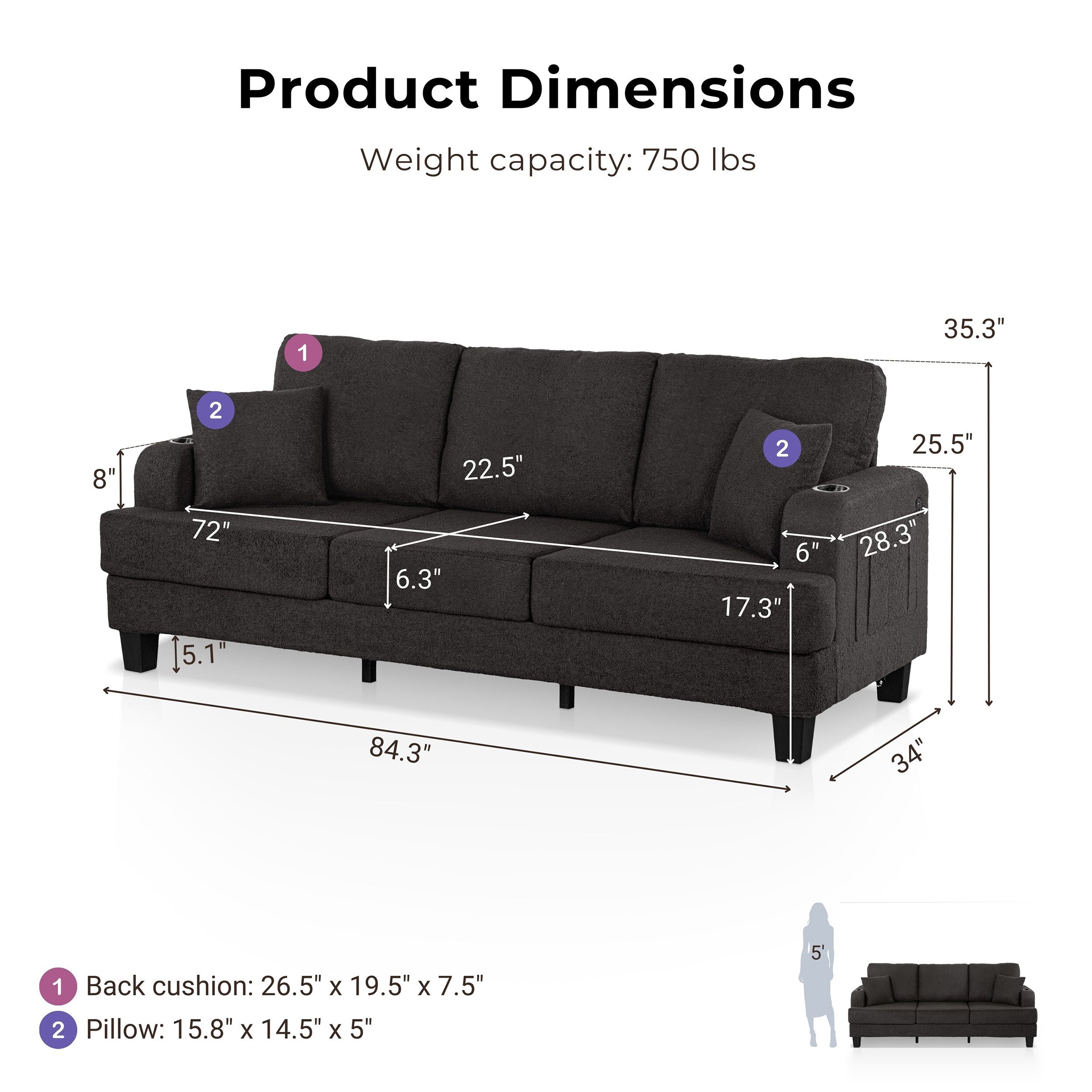 Furniture of America IDF-SL6936DG-SF Sofas-Loveseats - View #3