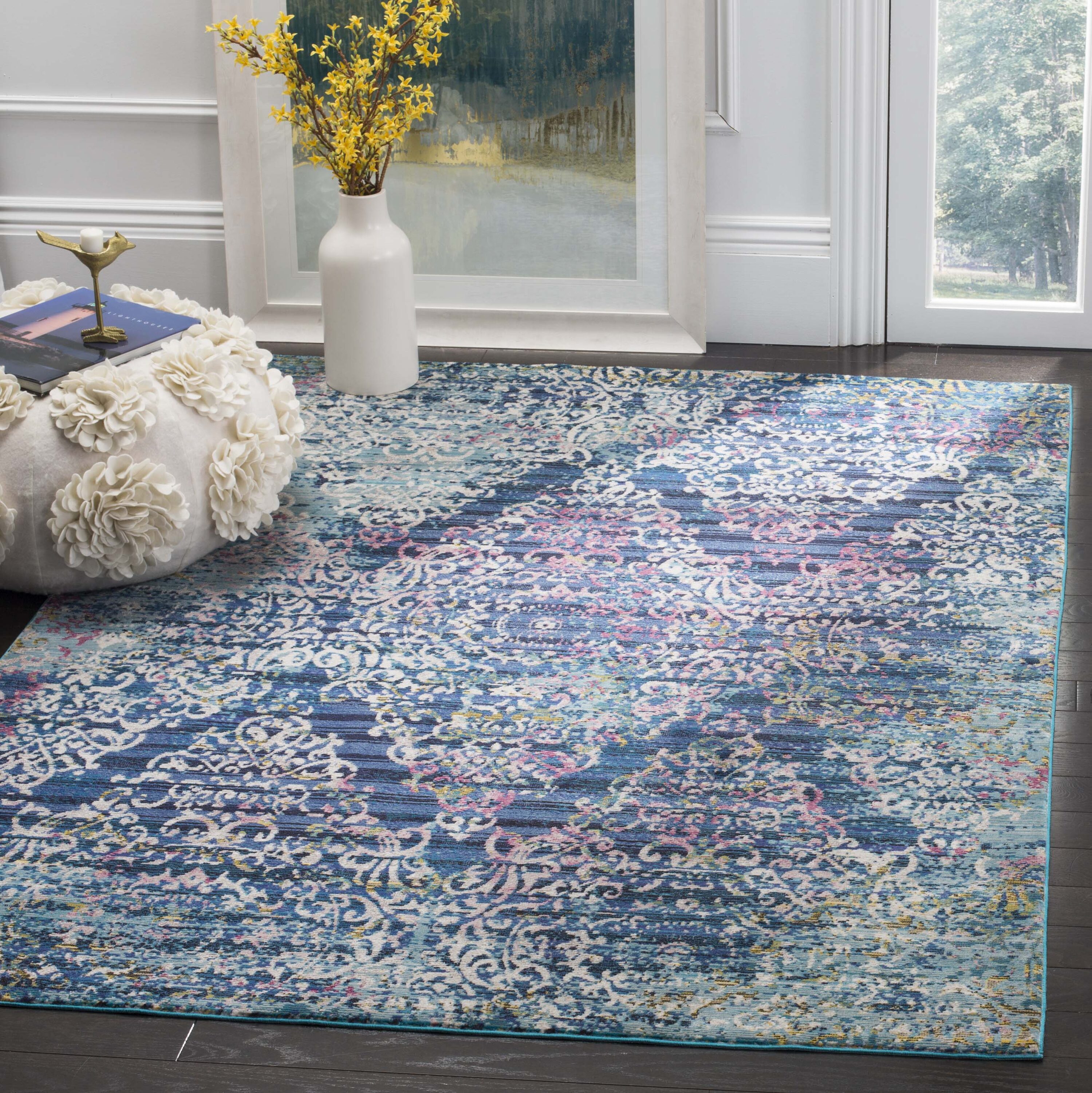 Ara128B Aria Blue/Multi 5ft-1in x 7ft-3in Medium Rectangle Rug