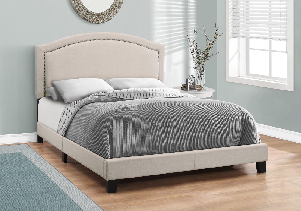 Monarch Specialties BED QUEEN SIZE BEIGE LINENBRASS in the Beds ...