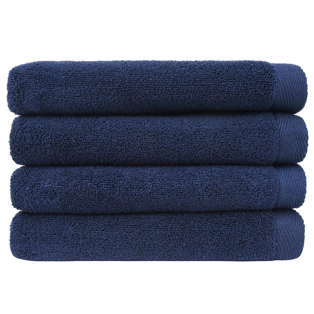 Everplush 4-Piece Navy Blue Cotton Quick Dry Hand Towel (Flat Loop