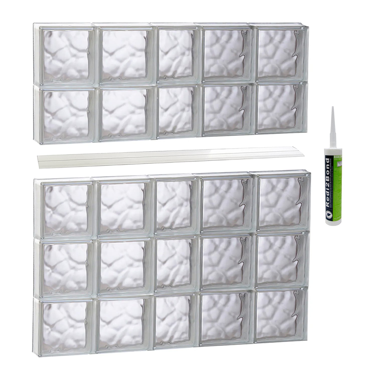 REDI2SET S3840DC Wavy Glass 36-3/4-in x 38-3/4-in Frameless Replacement Glass Block Window