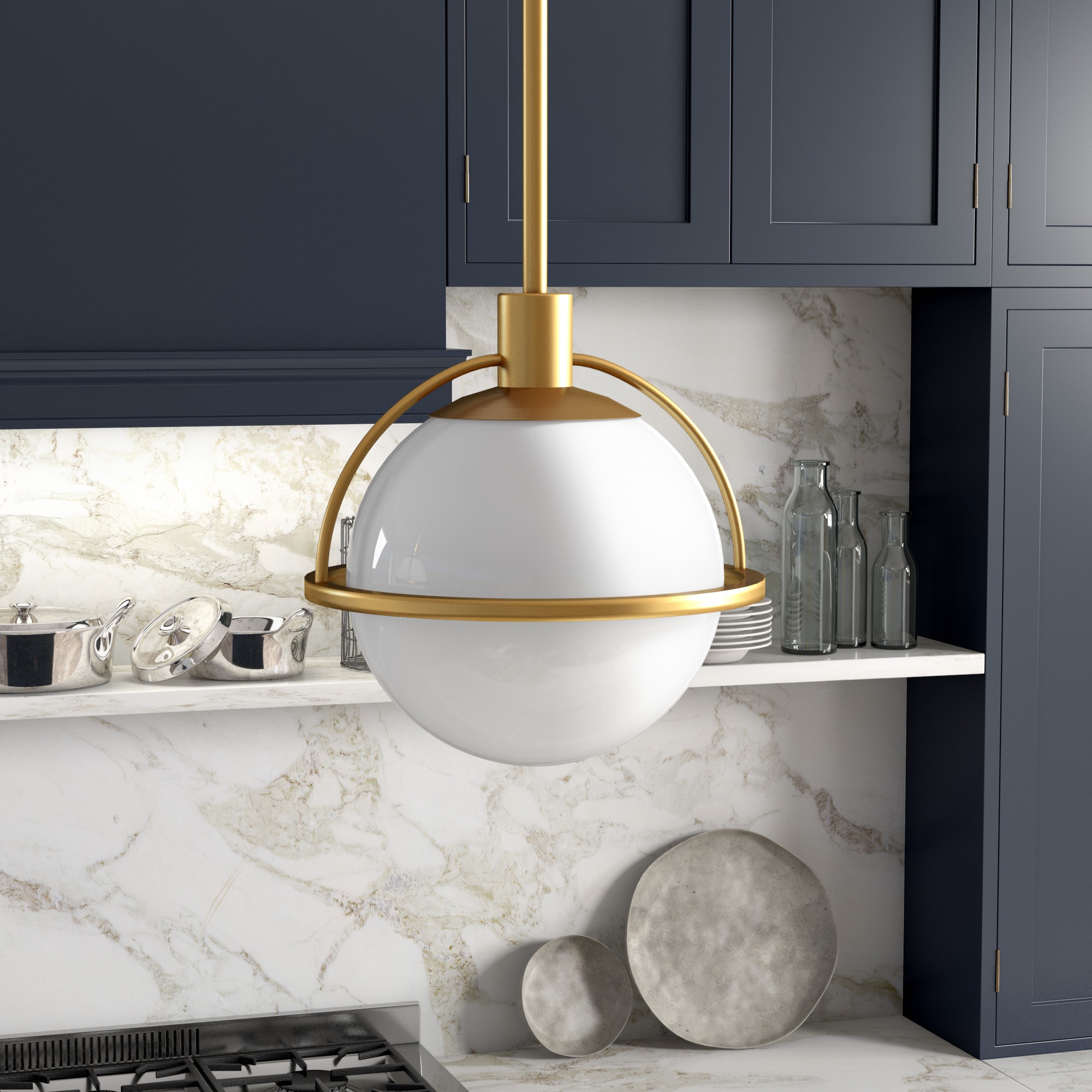 Hailey Home PD0493 Cieonna Brass Transitional Clear glass Drum Mini Hanging Pendant light
