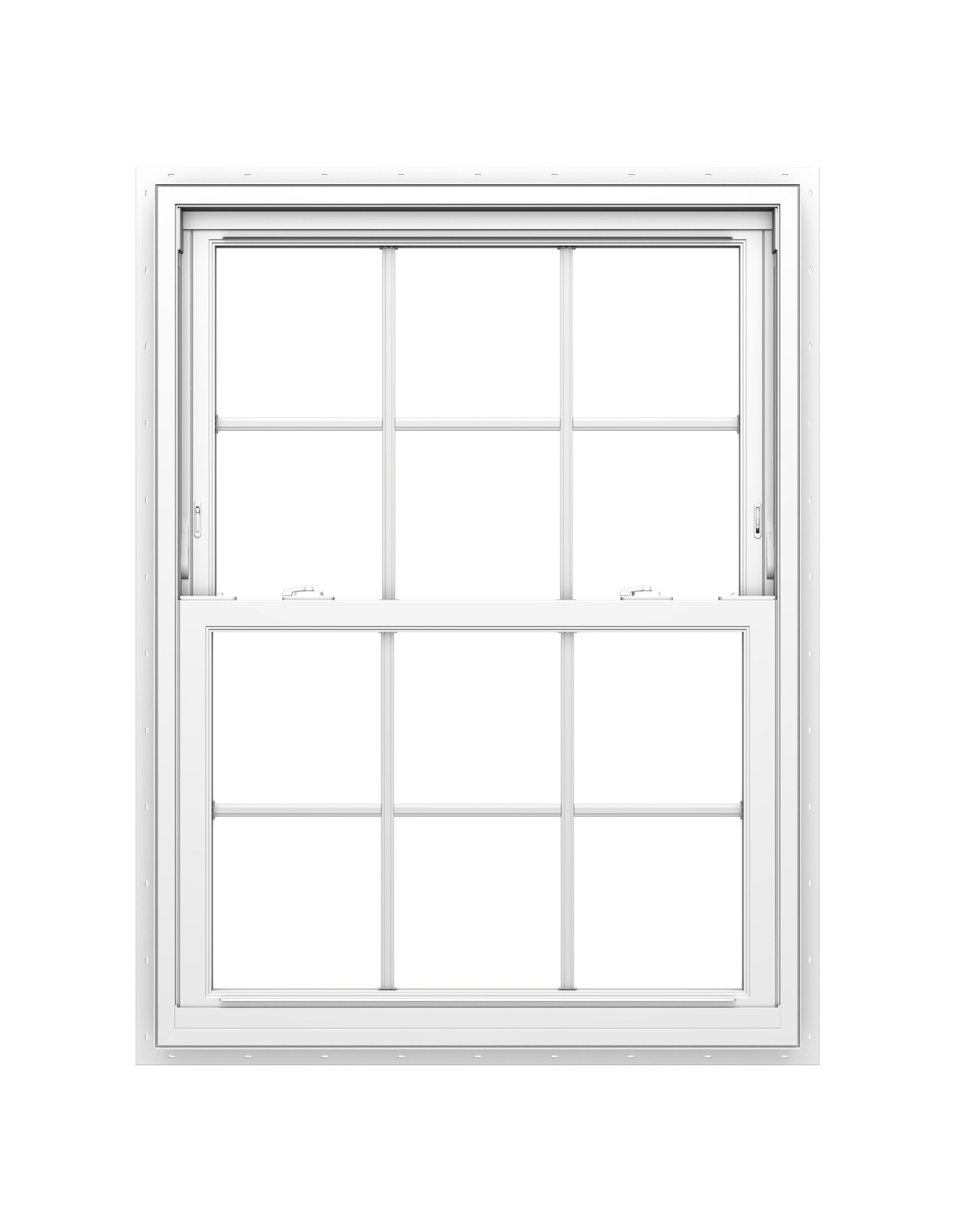 Pella 1000009609 150 Series 35.5-in x 45.5-in x 4.5-in Jamb Vinyl New Construction White Double Hung Window Full