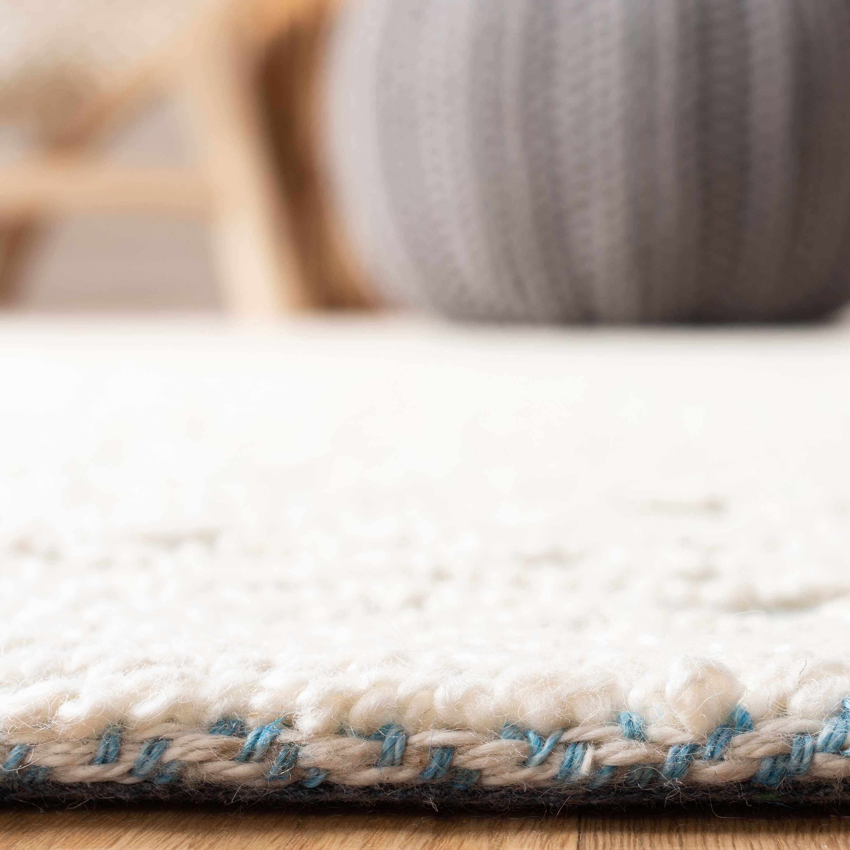 Elegant Blue Square Hand-Tufted Wool & Viscose 6' Area Rug