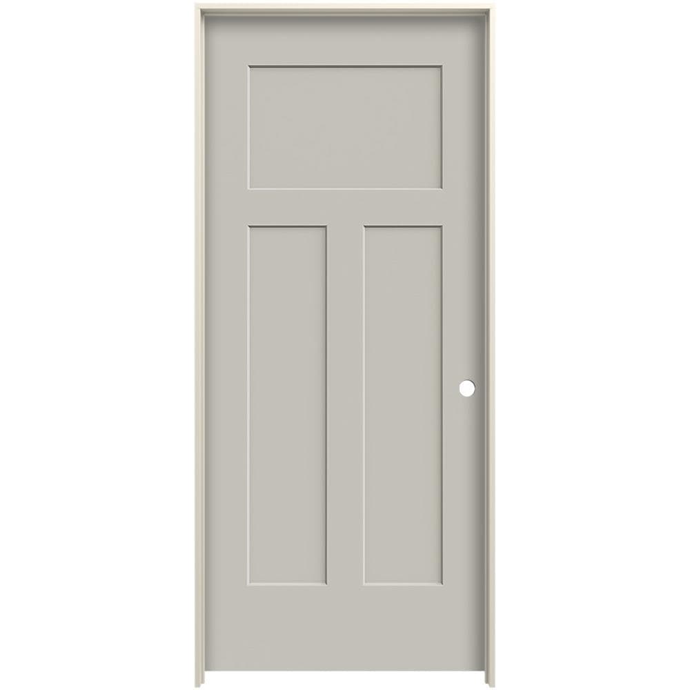 JELD-WEN 24-in x 80-in Ash Hollow Core 3-panel Craftsman Left Hand Smooth Prefinished Molded Composite Flat Jamb Single Prehung Interior Door in Brown -  LOWOLJW225500002