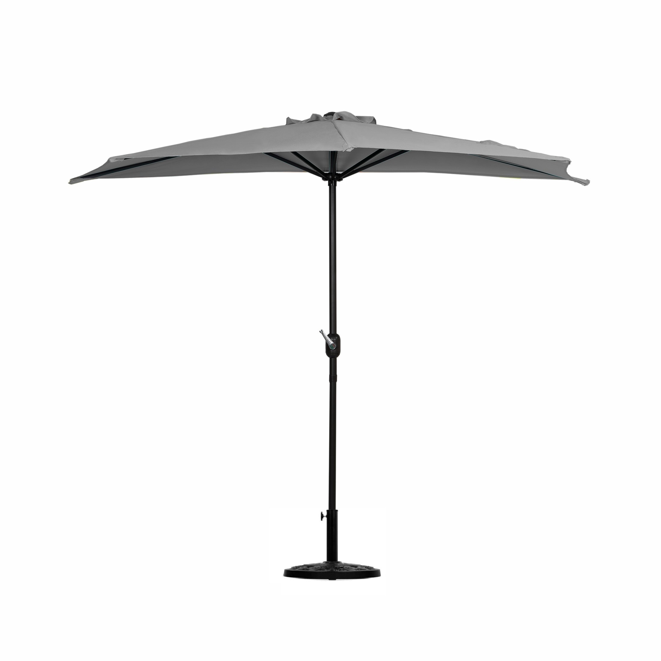 Westin Furniture OS3003-GY-OS5004 9-ft Aluminum Gray No-tilt Half-round Patio Umbrella with Base