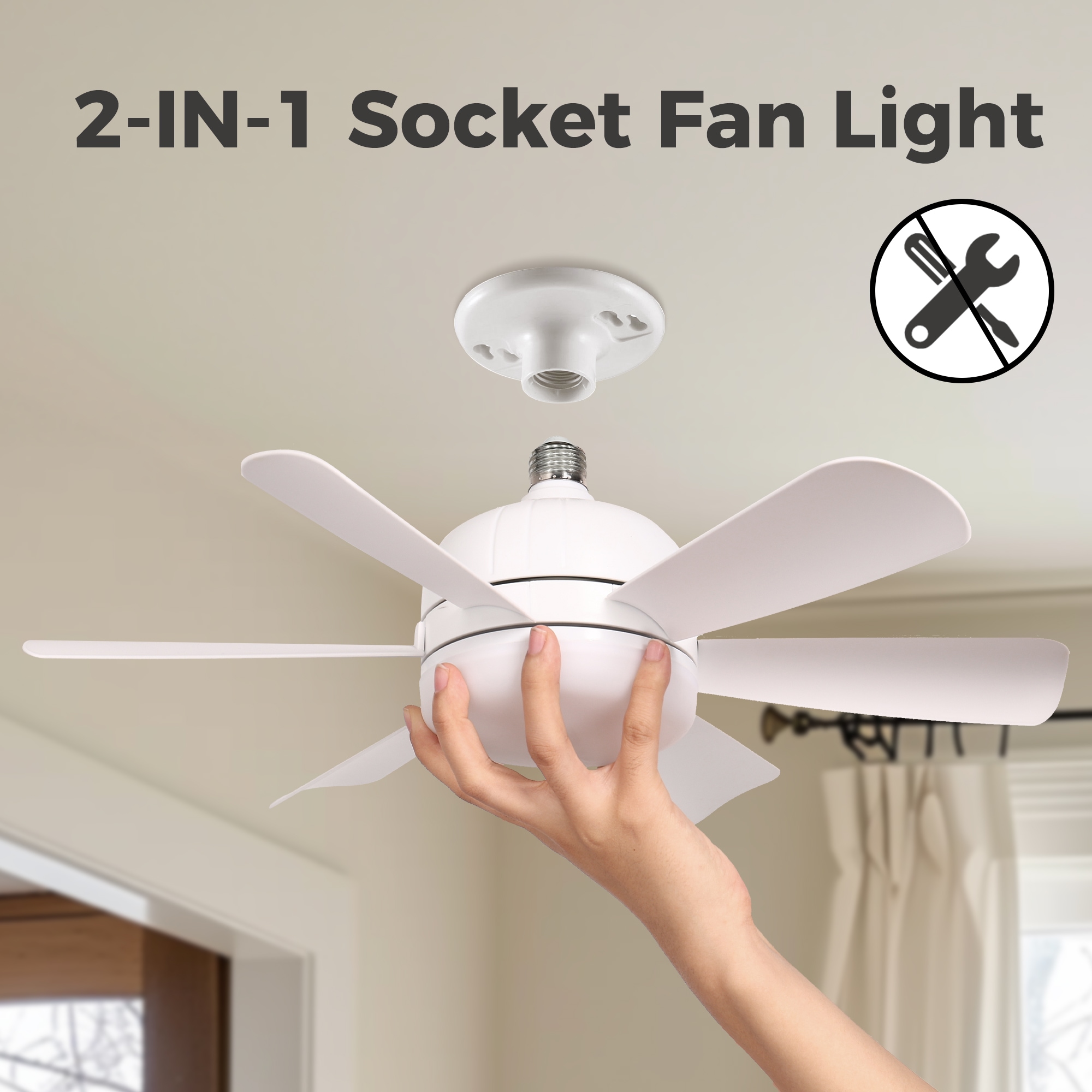 YANSUN LA-TM-CK00401WH-11 1 -Light 17.7-in White Integrated LED Semi Flush Mount Light and Remote Control Included