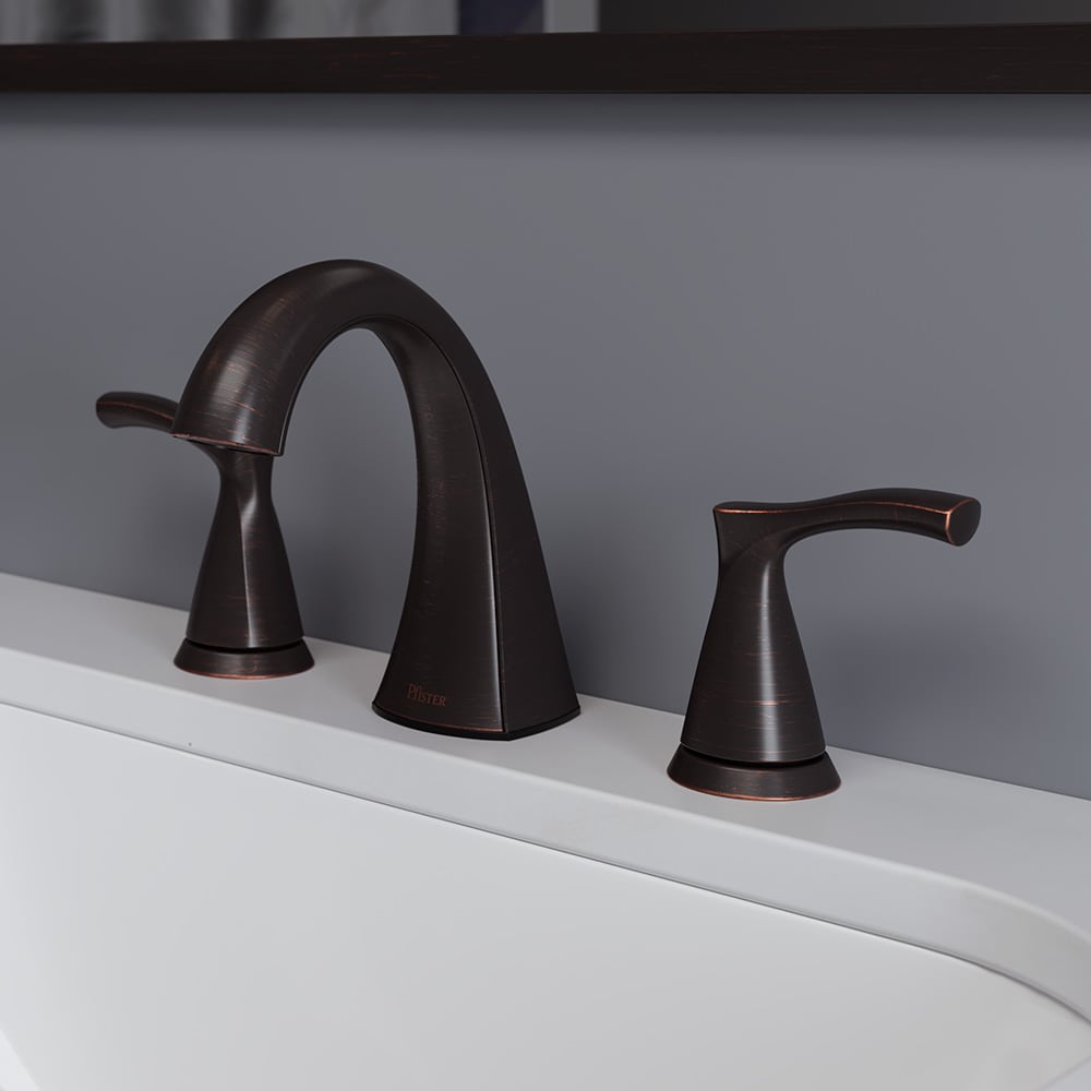 Pfister LF-049-MCYY Masey Tuscan Bronze Widespread 2-handle WaterSense Mid-arc Residential Handle Bathroom Sink Faucet with Drain