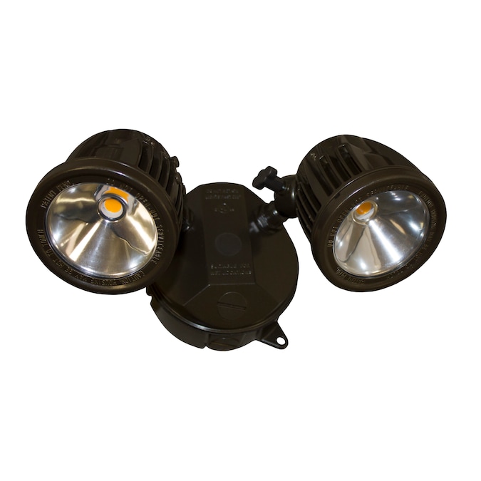 Flood Light Patio Security 2-Head Integrated LED Aged Bronze Switch-Controlled