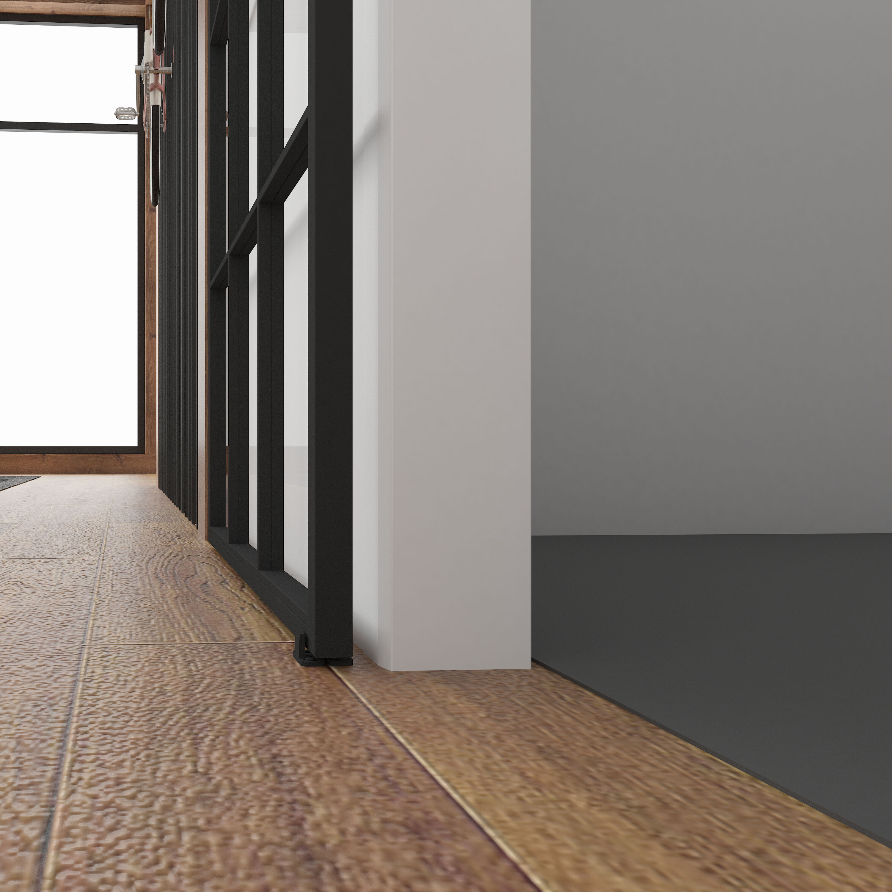 Queen's 37'' x 84'' Matte Black Clear Glass Sliding Barn Door
