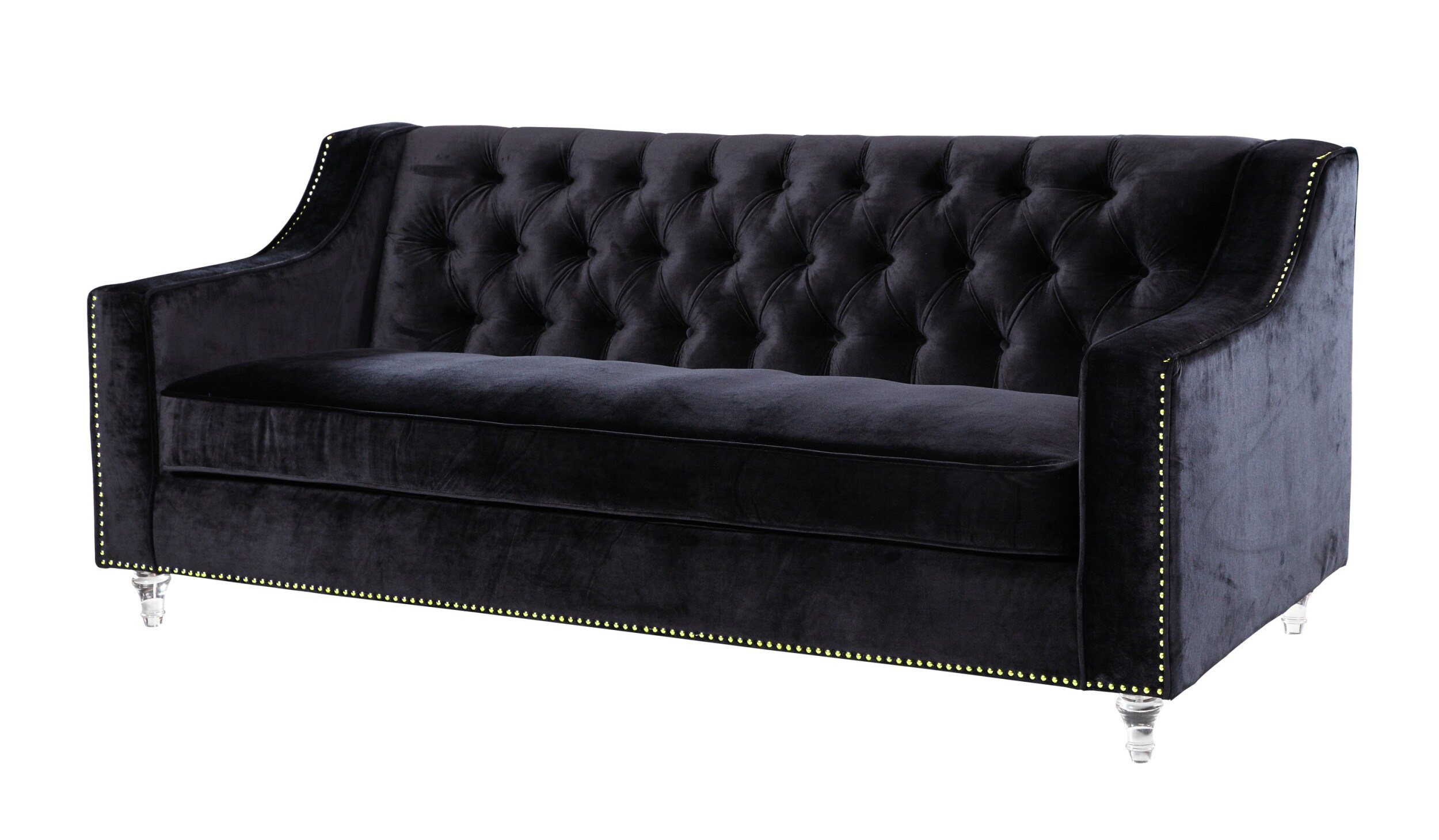 Chic Home Design Dylan 84-in Modern Black Velvet 3-seater Sofa at Lowes.com
