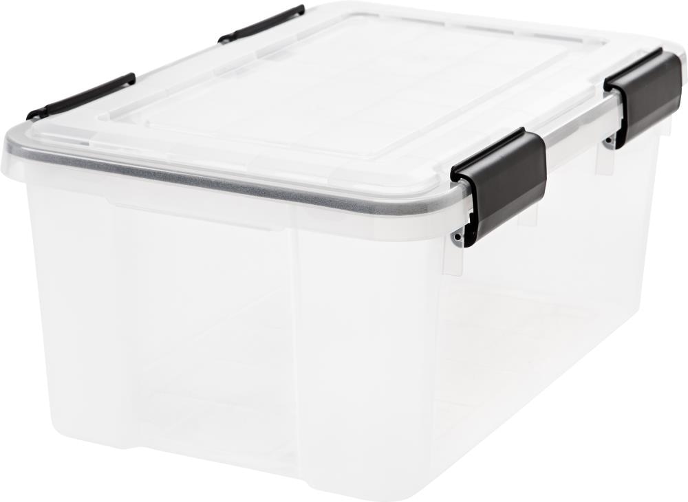 IRIS USA 19 Quart Stack & Pull Clear Plastic Storage Box, Gray, 5