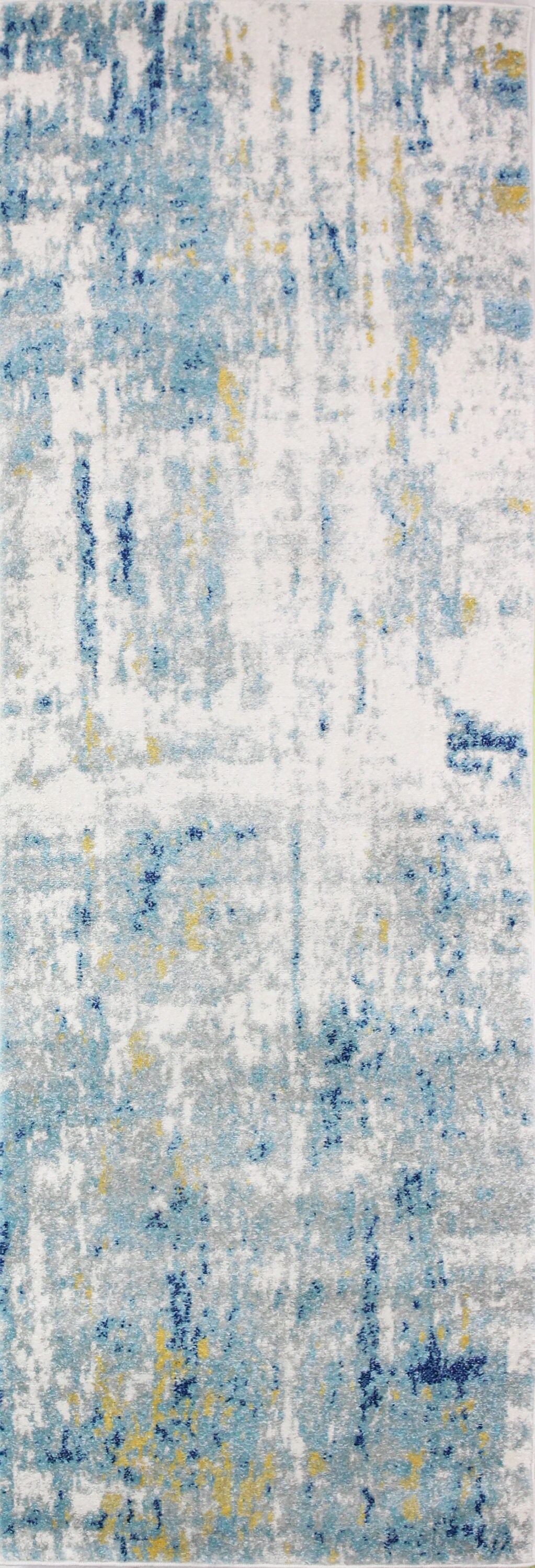 Bashian 649652300375 3 X 8 (ft) Ivory/Blue Indoor Abstract Oriental Runner Rug