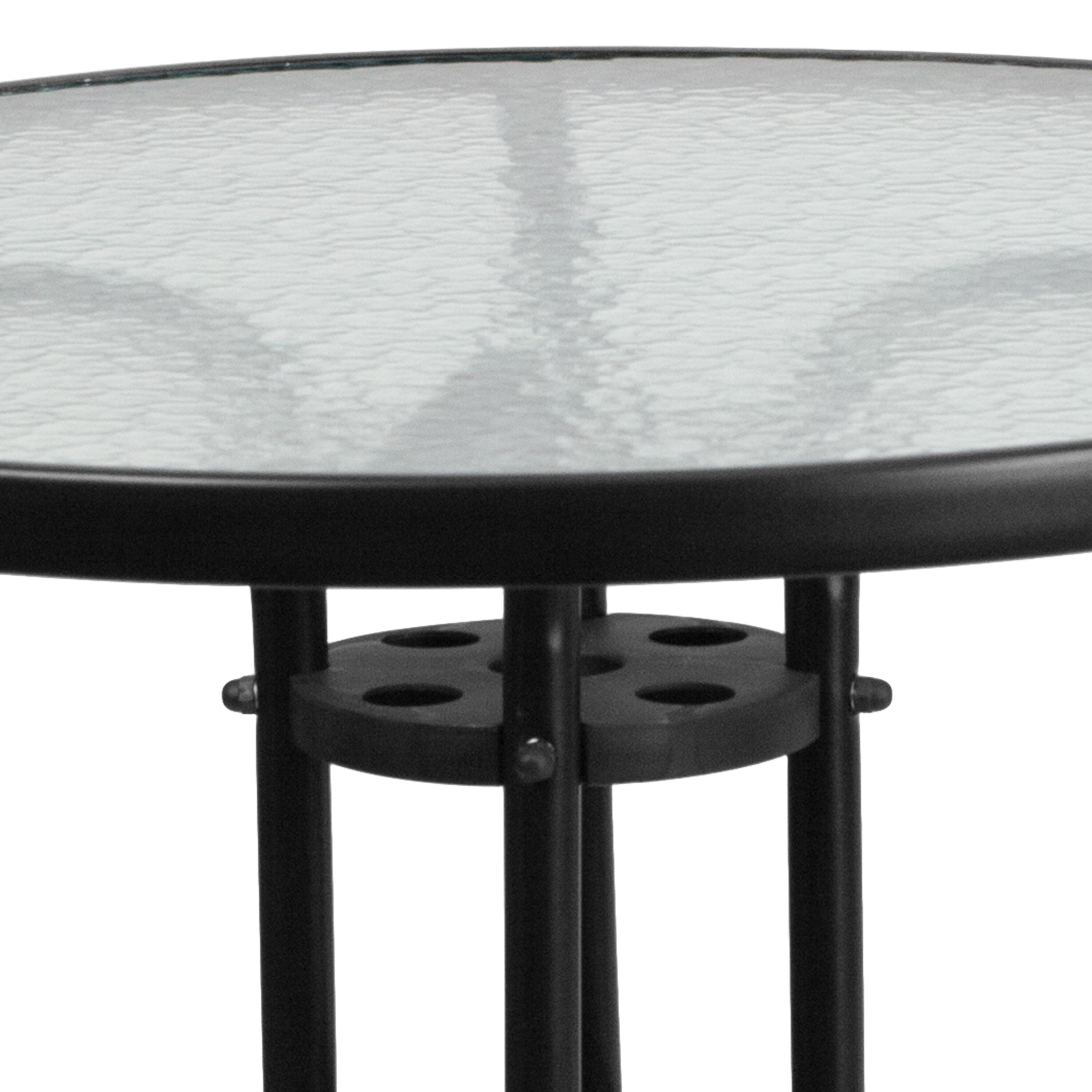 31.5'' Modern Clear Glass Round Dining Table with Black Base
