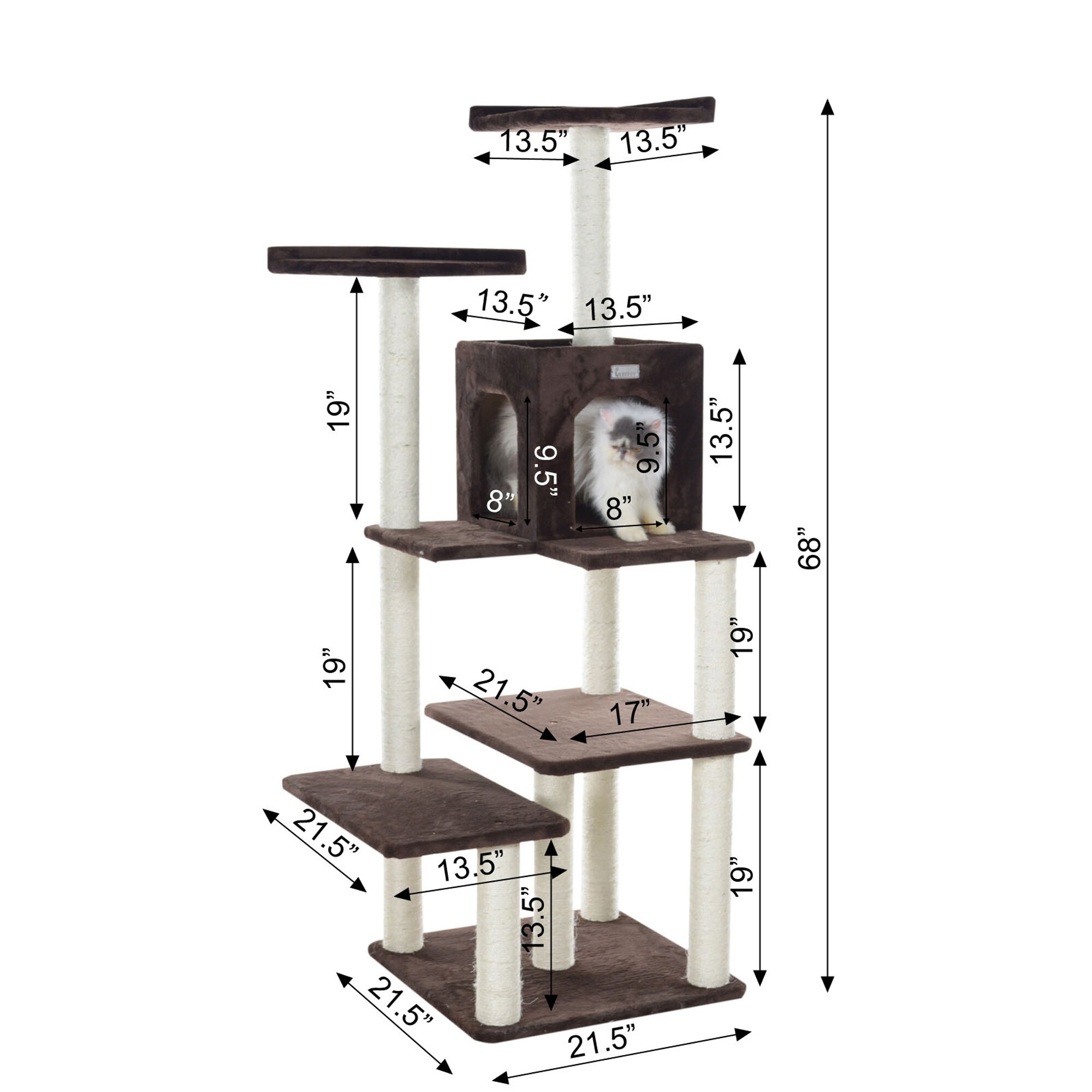 Armarkat 66-in x 25-in Brown Faux Fur Cat Tree in the Cat Trees