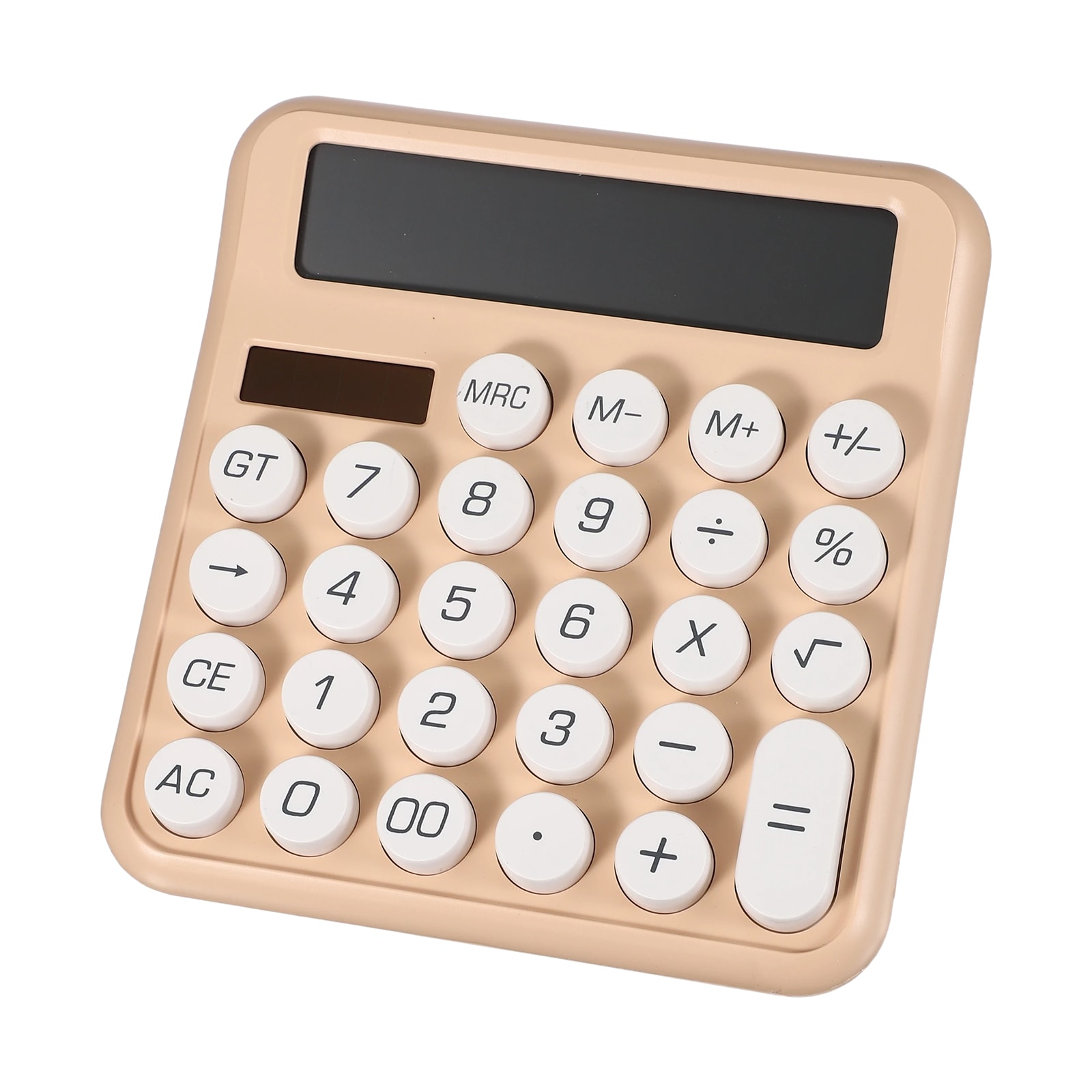 PATIKIL Cute Calculator Desk Calculator Basic Big Button 12 Digit Large Display Mechanical AAA Battery Solar Power for Office Supplies Girl Female Woman Gift Beige