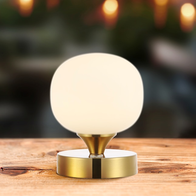 Himlen Natura pude JONATHAN Y Owen Rechargeable Cordless 6.125-in Brass Gold LED Table Lamp  with Glass Shade in the Table Lamps department at Lowes.com