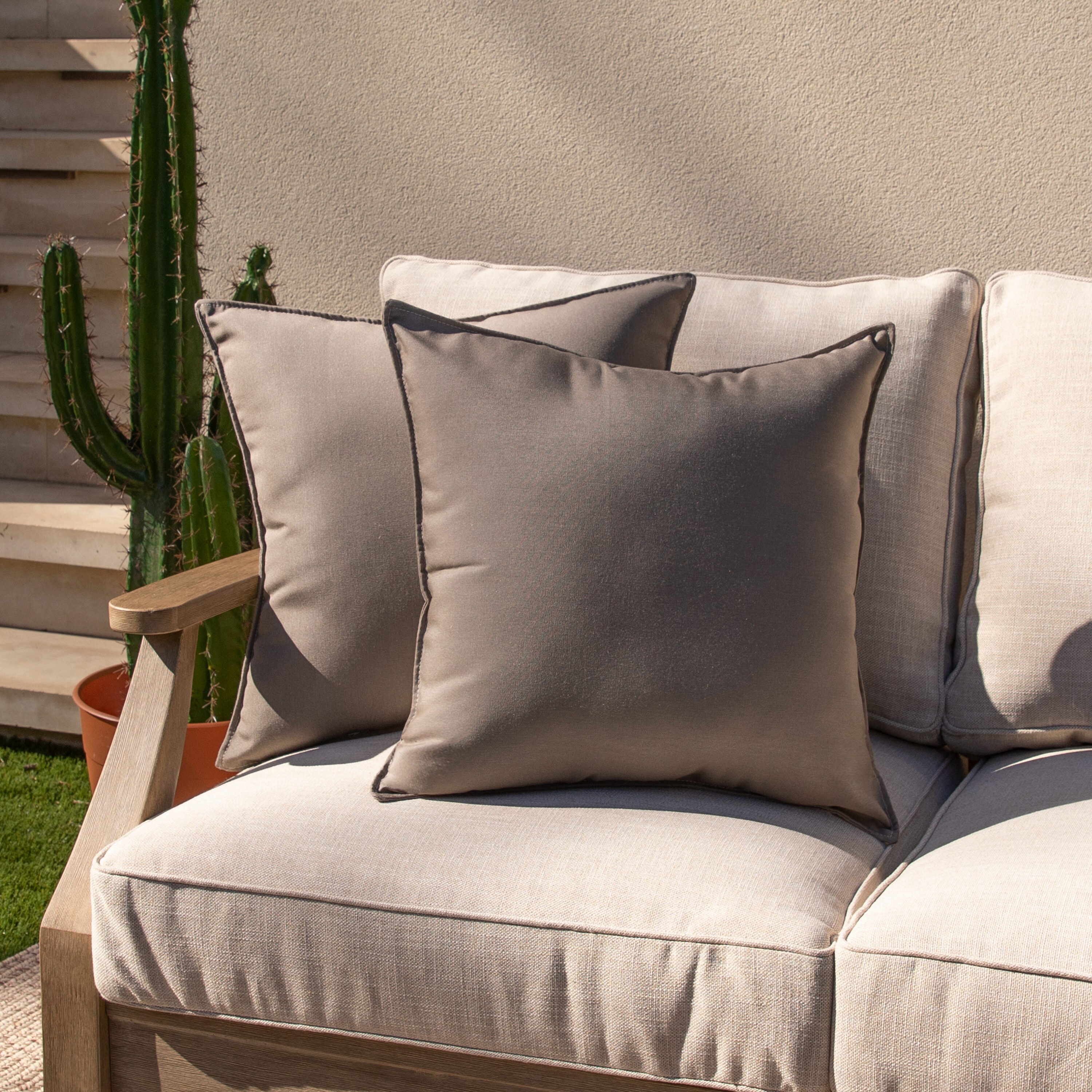 Indoor/Outdoor Three Back and Three Seat Cushion Sofa Set Mozaic Company Fabric: Basil, Size: 22.5 H x 22.5 W x 5 D