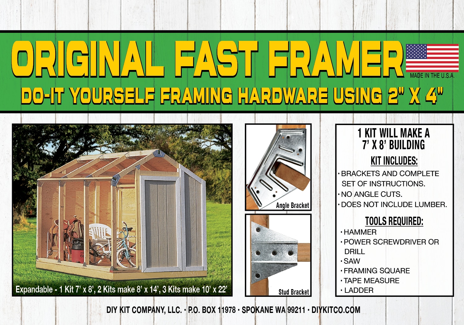 DIY Kit Company FF1 7-ft x 8-ft Gable Style Outdoor Storage Shed with 1 Doors