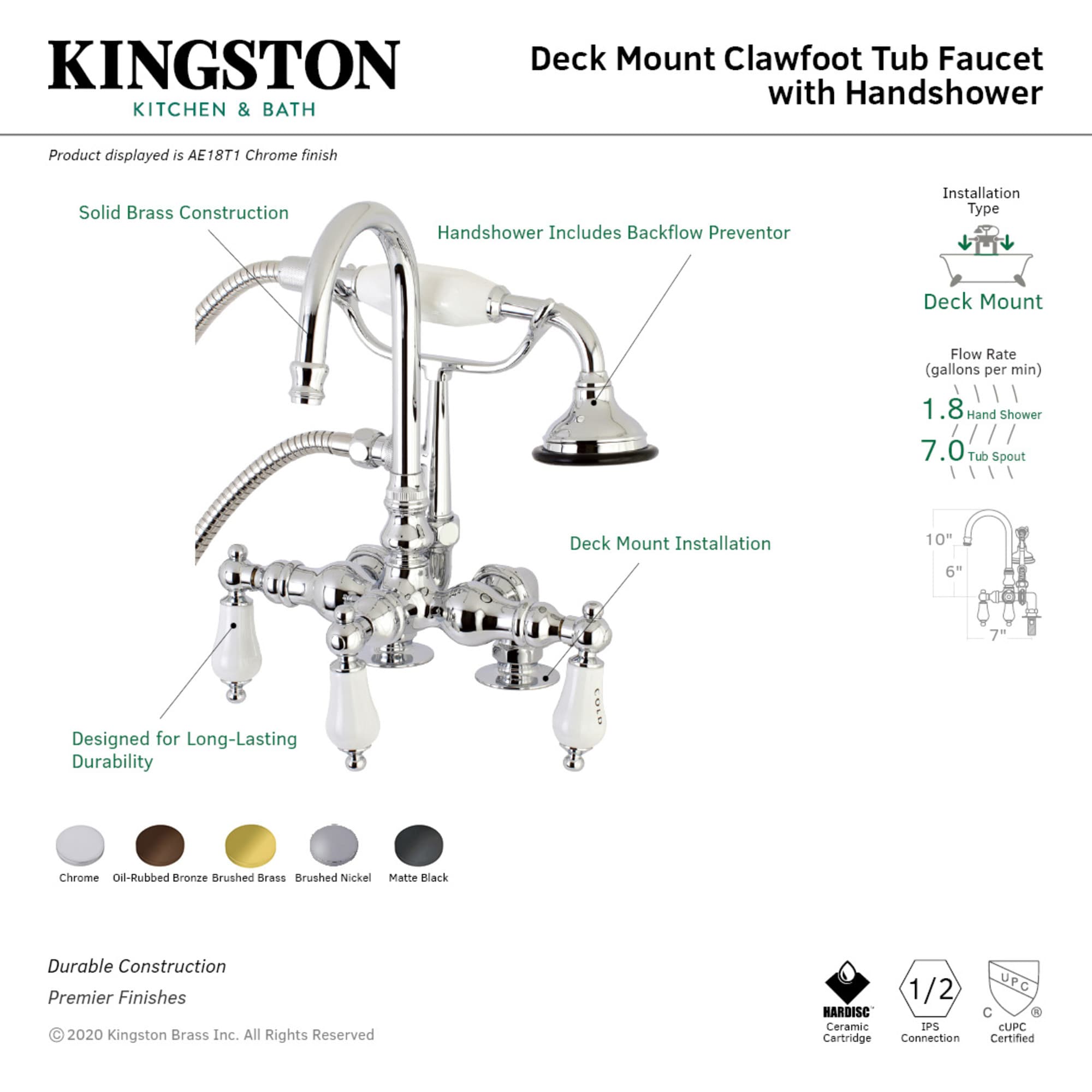 Kingston Brass WLAE17T0 Roman-Tub-Faucets - View #2