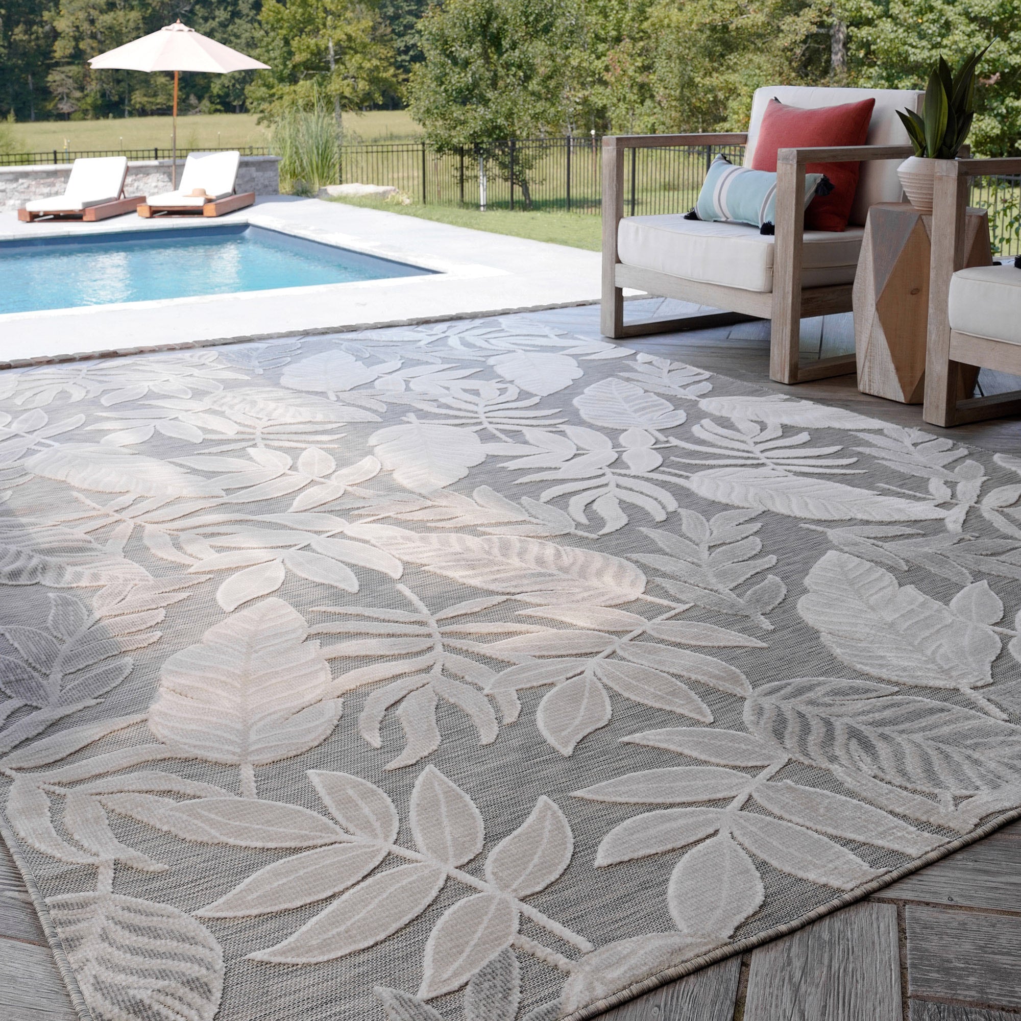 Tayse TRP1109 5X7 Tropic 5 x 7 (ft) Flatweave Polypropylene Gray Rectangular Indoor/Outdoor Area rug