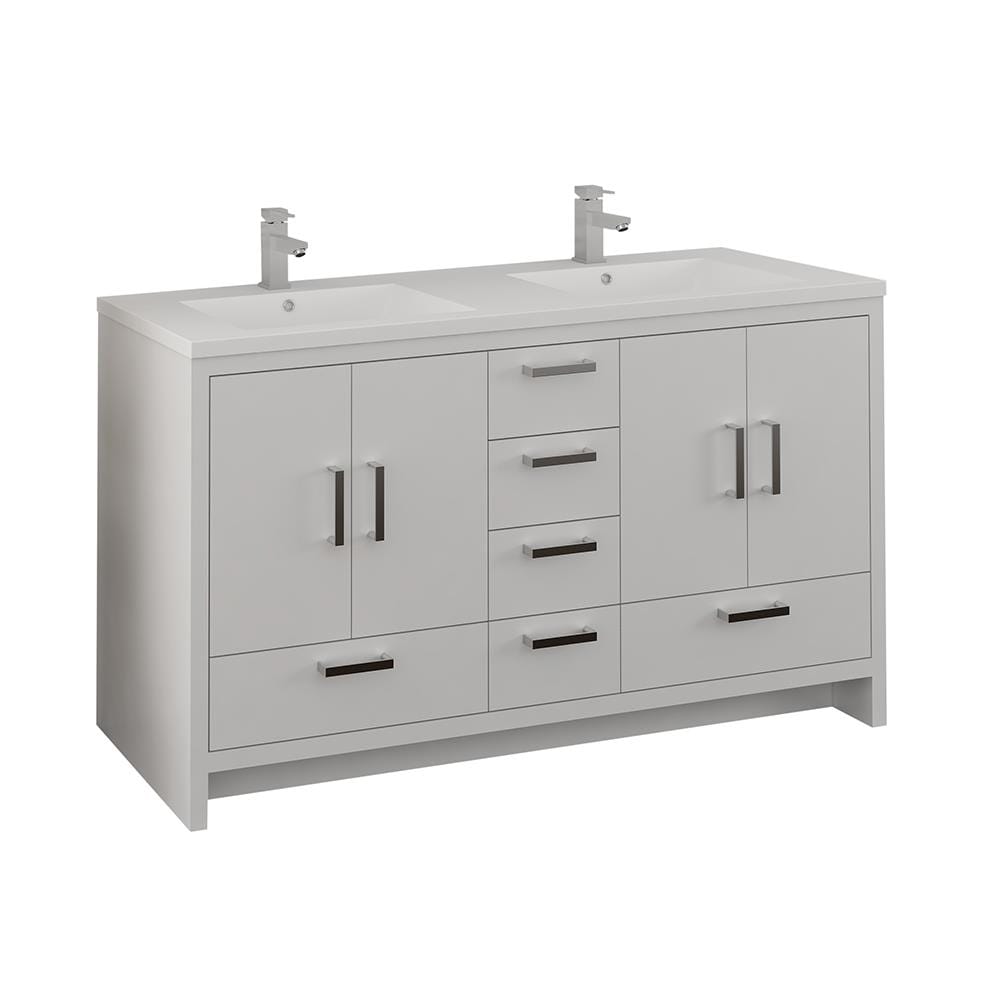 Fresca FCB9460WH-D-I Imperia 60-in Glossy White Double sink Bathroom Vanity with White Acrylic Top