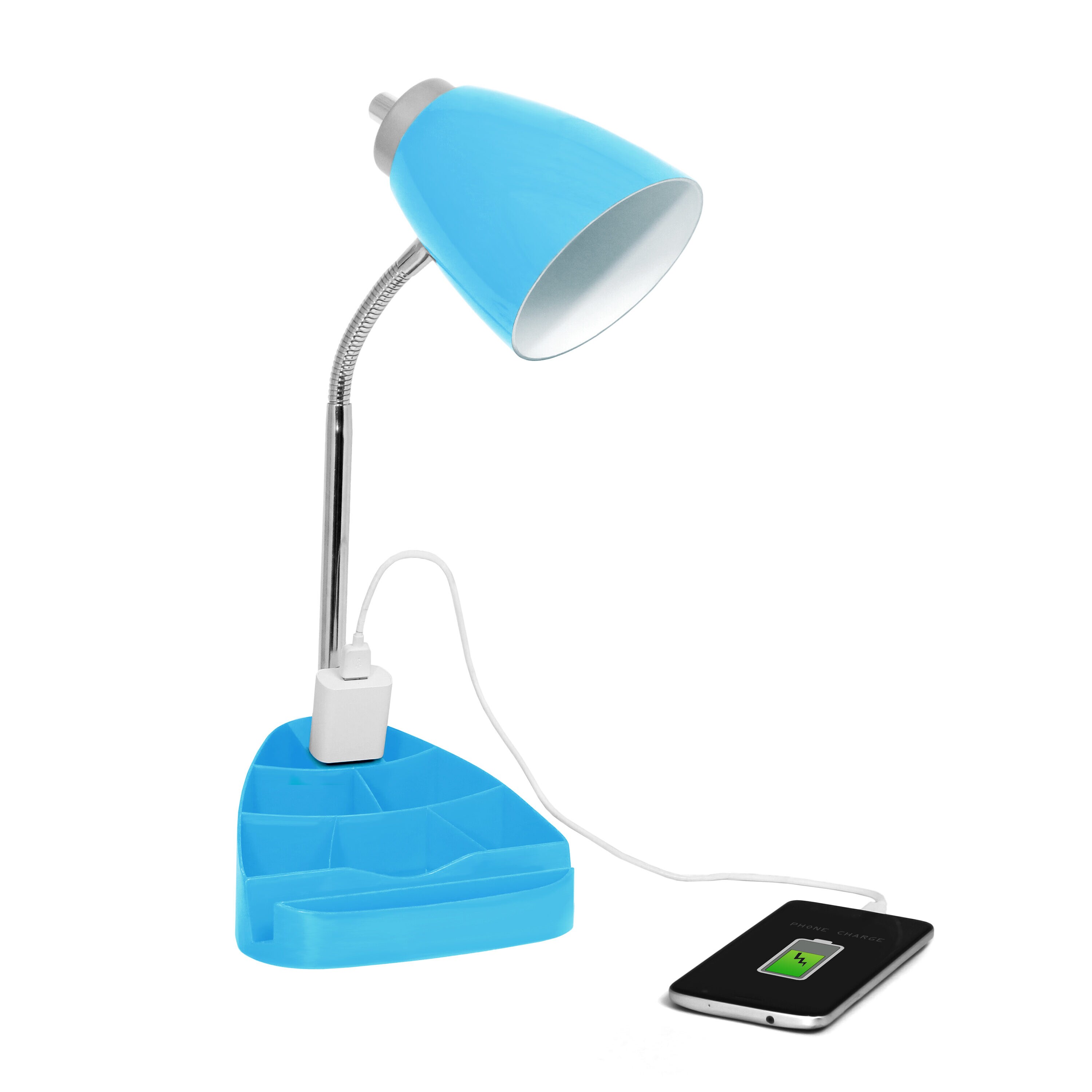 LimeLights 17.25-in Adjustable Blue Swing-arm Desk Lamp with Plastic Shade  in the Desk Lamps department at