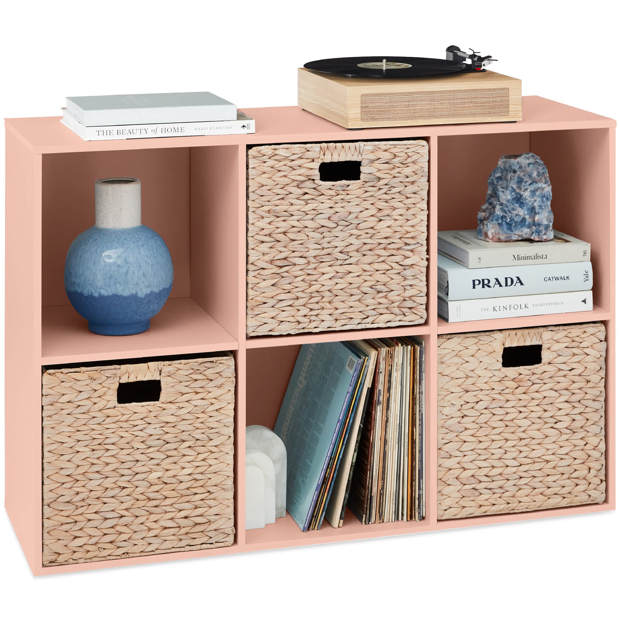 Best Choice Products SKY8739 6-Cube Bookshelf 135in Display Storage System Organizer w/ Removable Back Panels - Light Pink