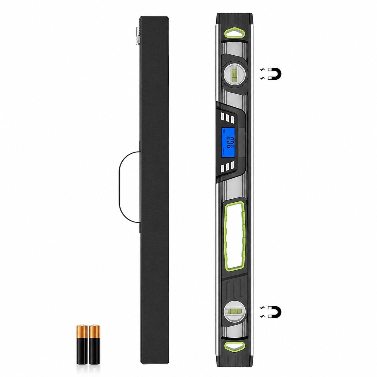 Lukvuzo  48 Inch Digital Level Professional Smart Precision Torpedo Level Tool Bright LCD Display Audible Alerts Magnetic Bottom IP54 Dust Water